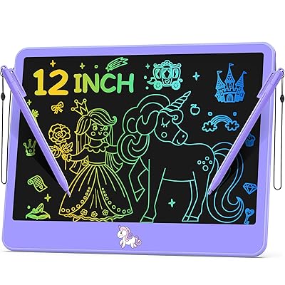 Hockvill LCD Writing Tablet for Kids 12 Inch, Kids Learning Toys Drawing Pad for Girls Boys, Unicorn Doodle Board for Toddlers 3 4 5 6 7 8 Year Old Travel Essentials, Christmas Birthday for Kids