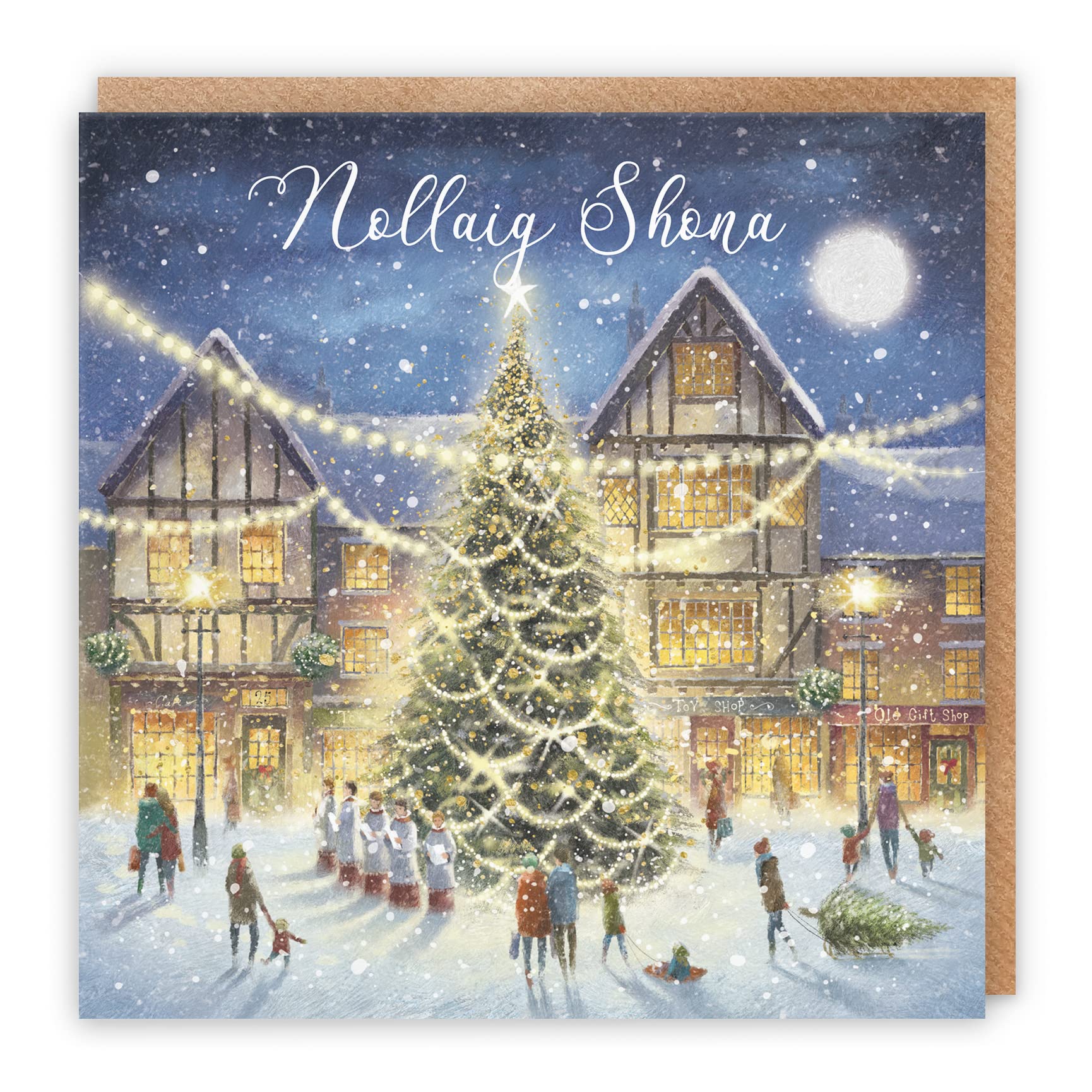 Hunts England, Luxury Individual Irish Gaelic Christmas Card For Men Or Women, Nollaig Shona, 'Christmas Eve'