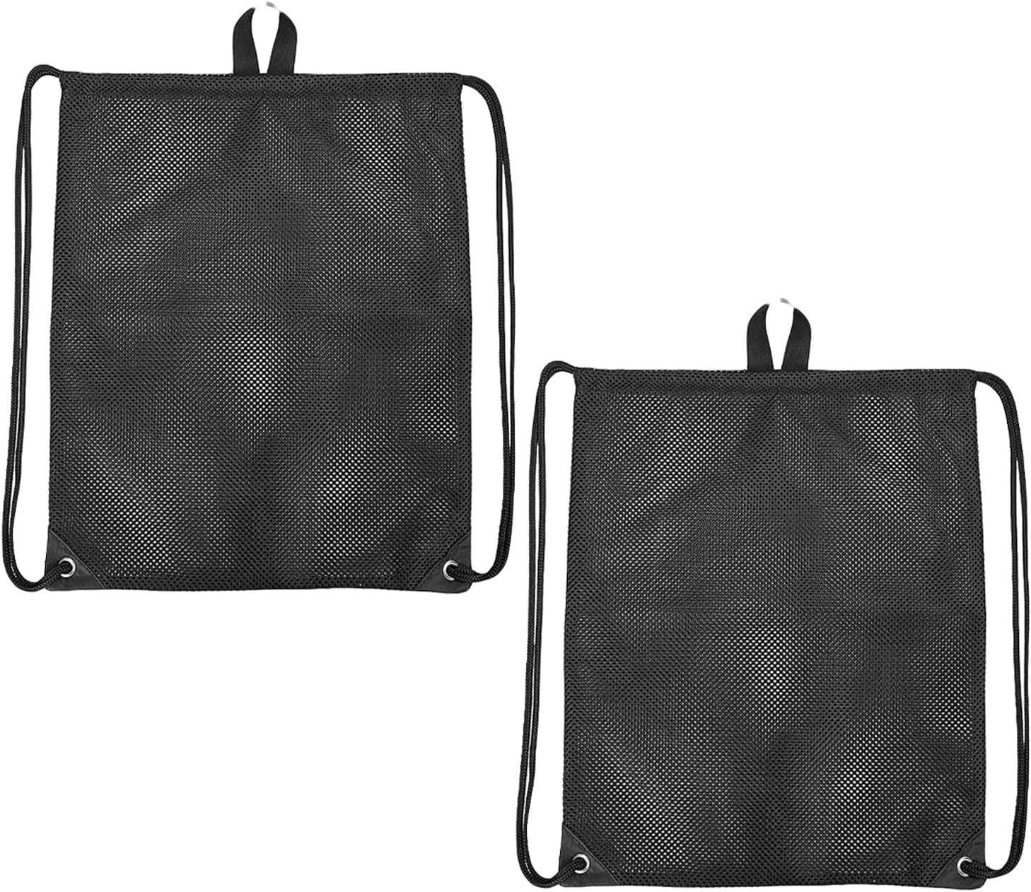 2pcs Mesh Drawstring Gym Bag Organizer Pouch with Handle Black