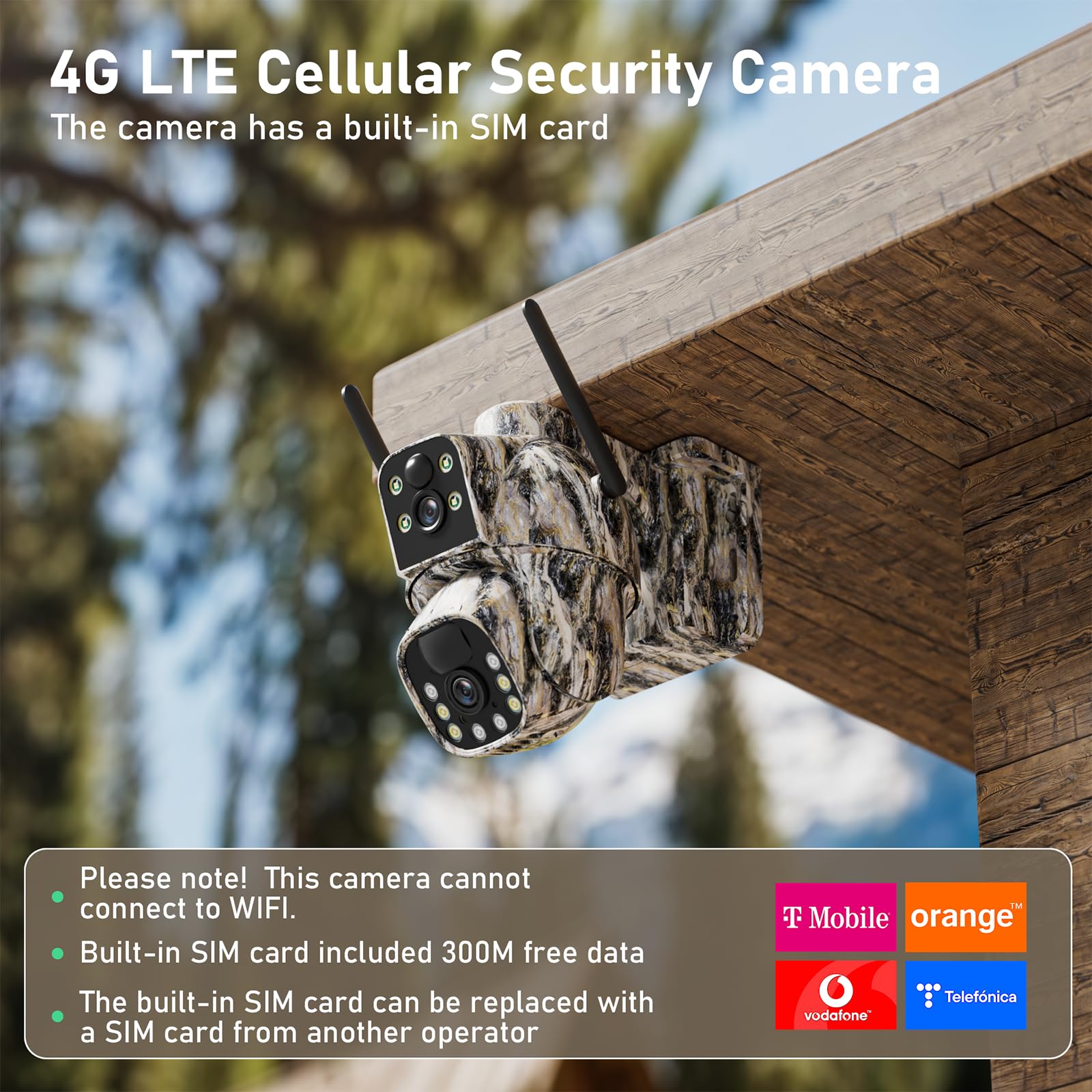 Camera Chasse 4G, Batterie 12000mAh, 2K+2K Double Caméra 4G Autonome,Camera 4G Solaire Exterieur avec détection de Mouvement,Vision Nocturne Couleur,Suivi Automatique,IP66（sans Panneau Solaire） Image du produit 5