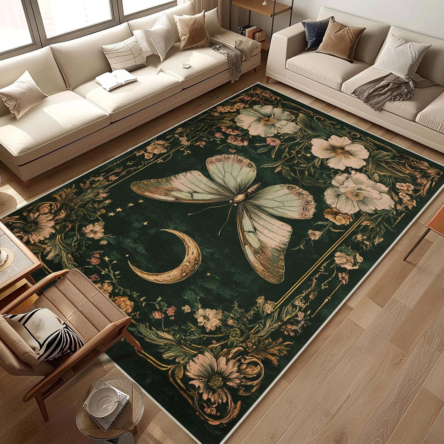 6x9 Horses Area Rugs Boho Earthy Rug for Living Room Indoor Soft Non-Slip Thin Carpet Modern Abstract Rugs for Dining Room Office Bedroom Under Table Washable Machine