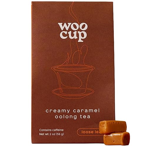 Woocup Té Oolong cremoso de caramelo, té de hoja entera sin sabor (3 onzas, 35 porciones) – Té de seda de hojas sueltas, Oolong de hoja pura
