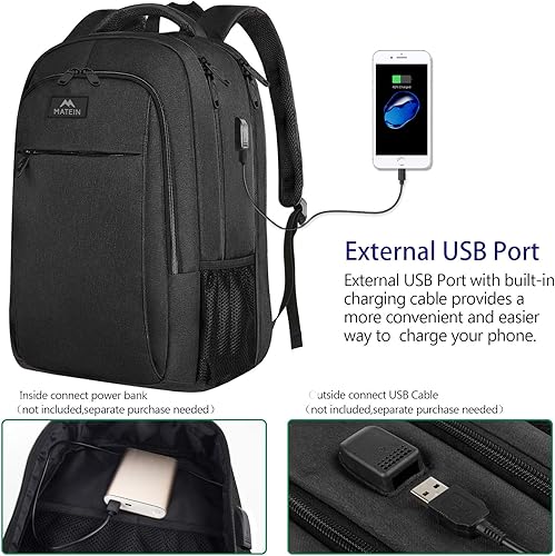 Miniatura 3 de MATEIN Mochila de viaje extra grande, compatible con TSA, de 18.4 pulgadas, para laptop con puerto de carga USB, antirrobo, aprobada para vuelos,