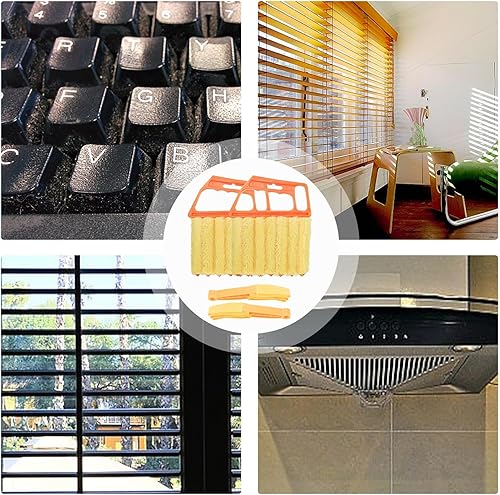 Miniatura 4 de Zxglxinyao 4 herramientas venecianas limpiadoras de persianas para ventanas, incluye 2 cepillos para 7 dedos y 2 cepillos limpiadores de persianas,