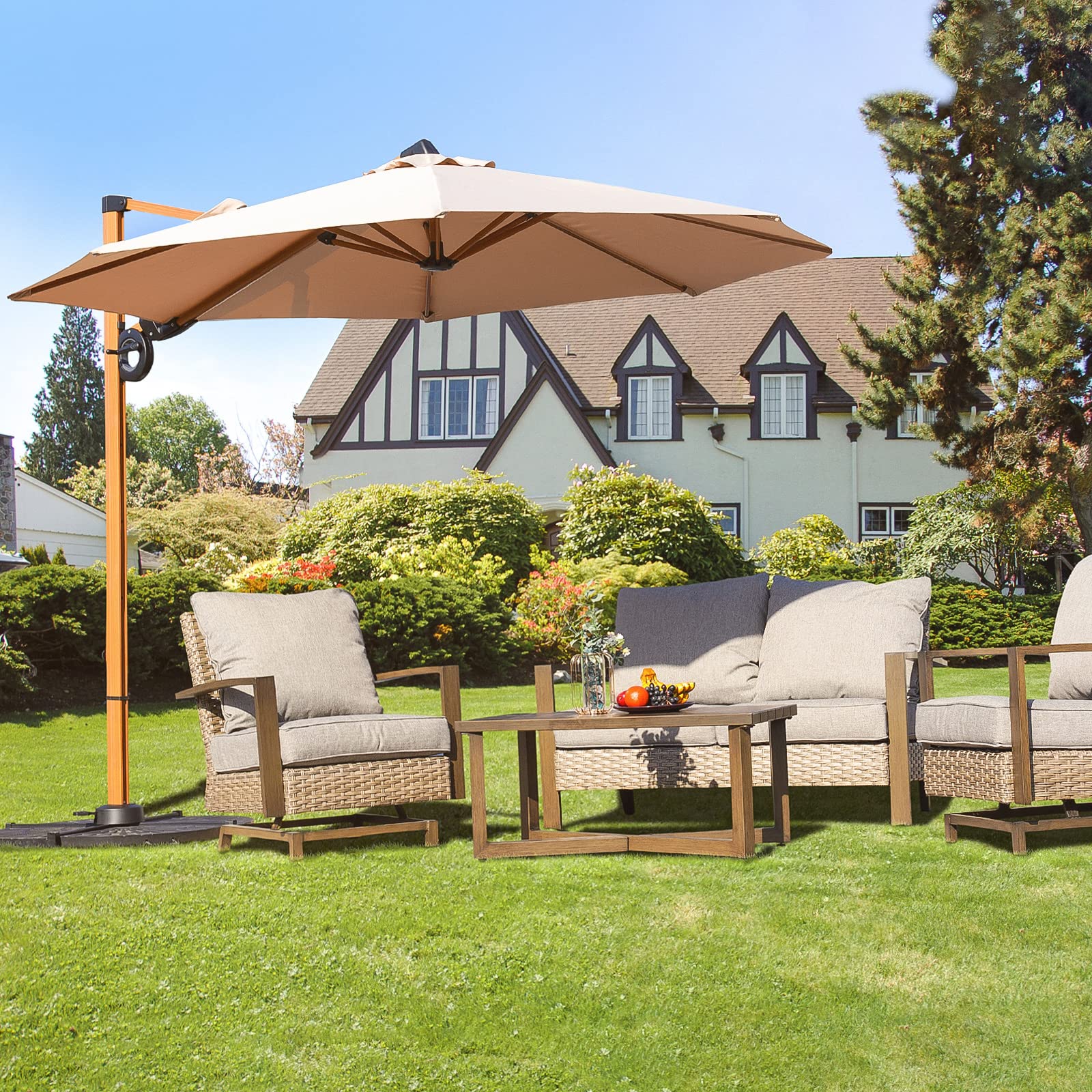 Buy Grand patio 10Ft Patio Umbrella with Cross Base Included, Crank and