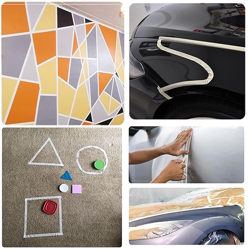 Miniatura 7 de Cinta adhesiva ancha, cinta de pintor blanco beige, cinta de uso general para pintura de pared del hogar, edificio, papelería escolar, etiquetado,