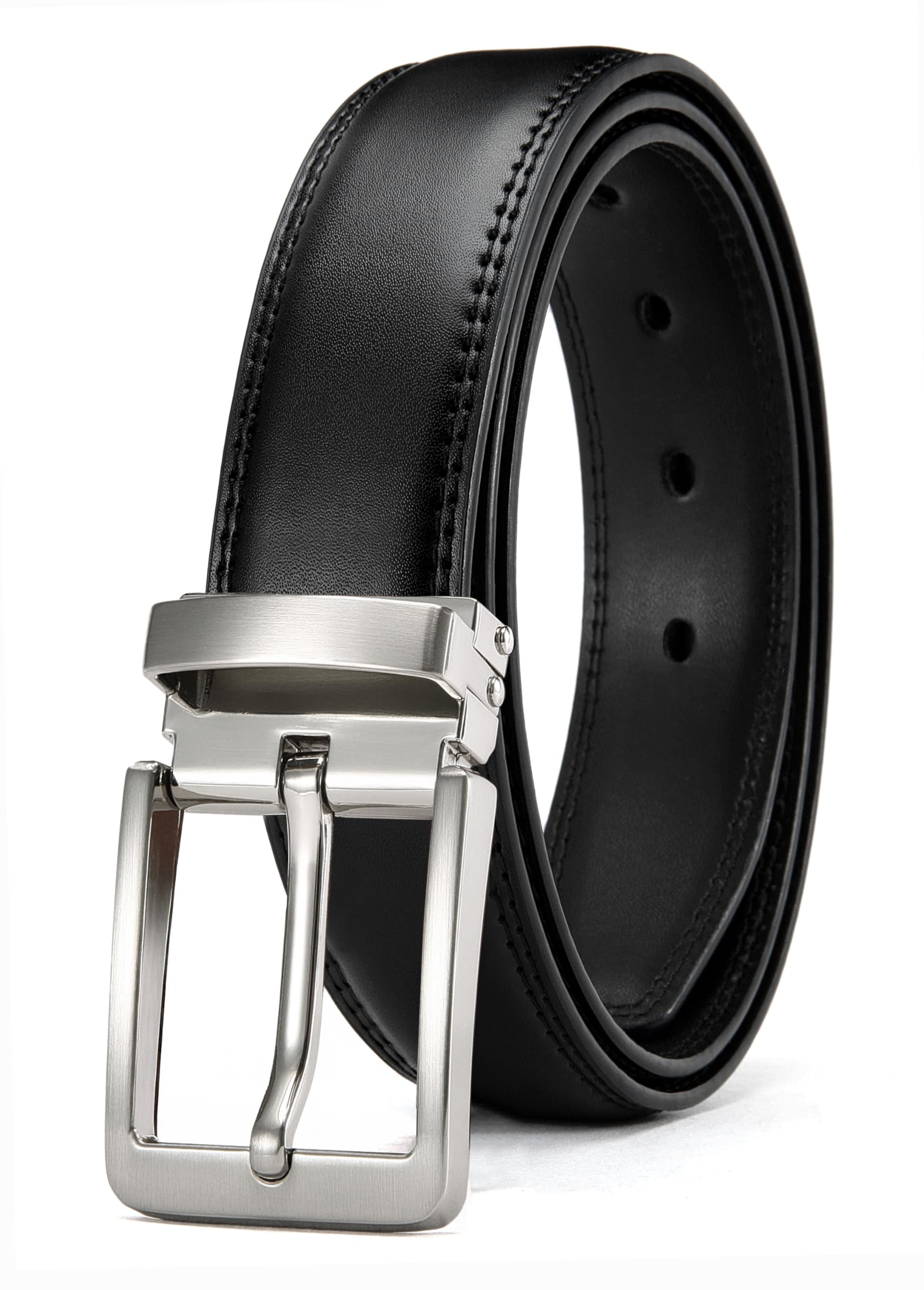 CHAOREN Leather Belt for Men - 1.25“ Detachable Men's Belts Perfect for Suits and Dress Shoes, Black