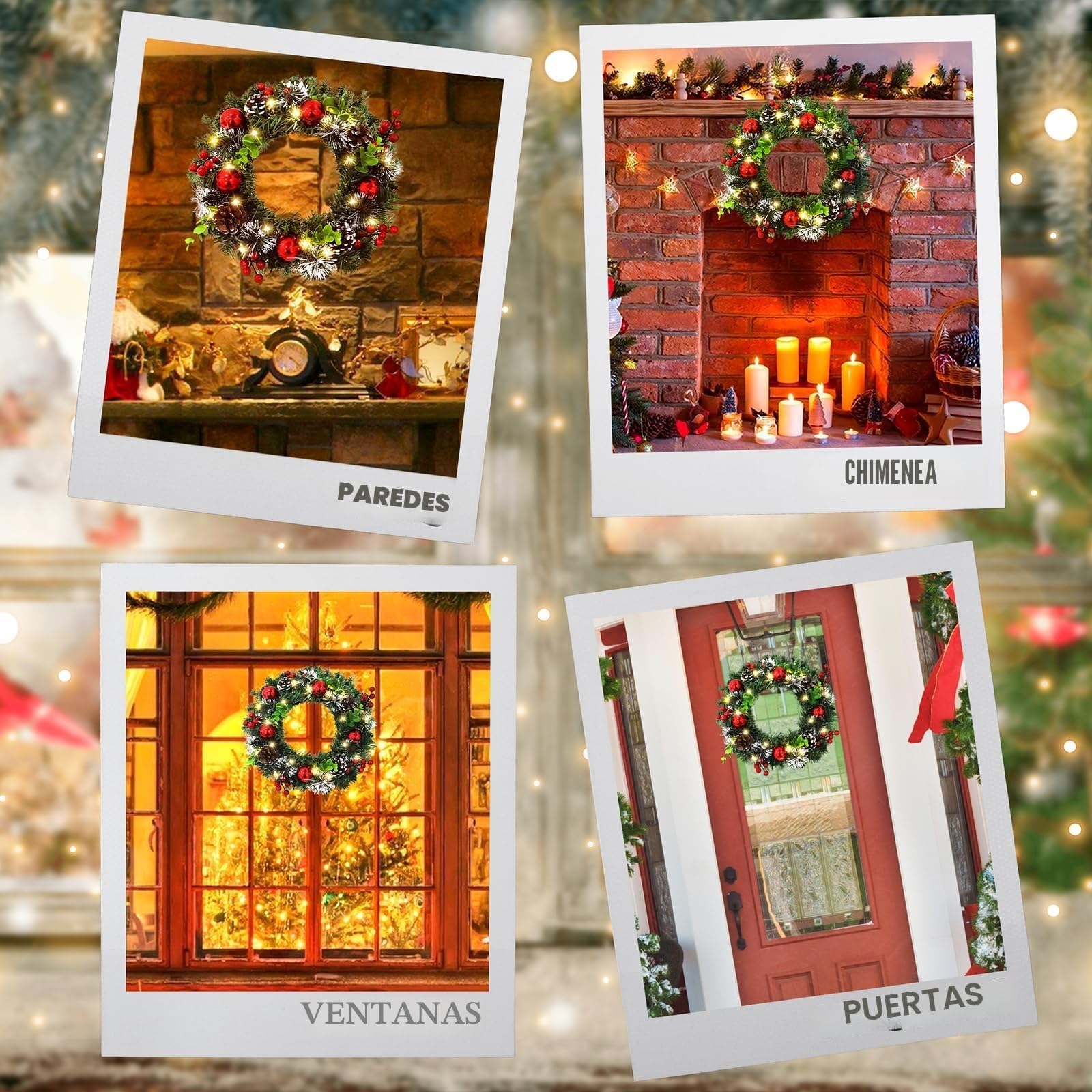 CIRULLI Corona Navidad Puerta,Coronas de Navidad 30 cm,Guirnalda de Navidad para Puerta Exterior,Corona de Abeto,Corona navideña Artificial para Puerta de Entrada