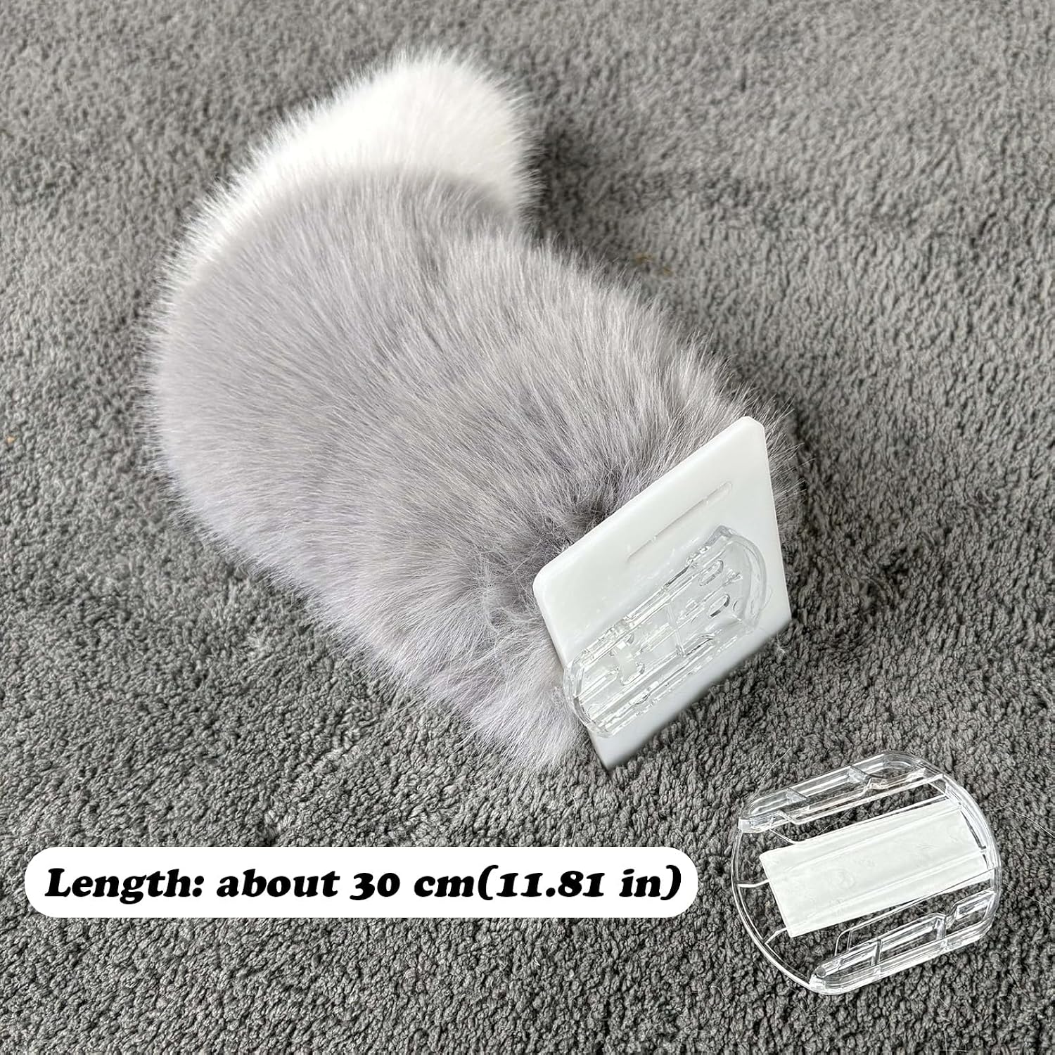 Cute Fuzzy Tail Car Decoration,Electric Animal Tail Car Decor Car Accessories,Auto Trunk Charm Stuff Car Aesthetics(Orange+White) image 3