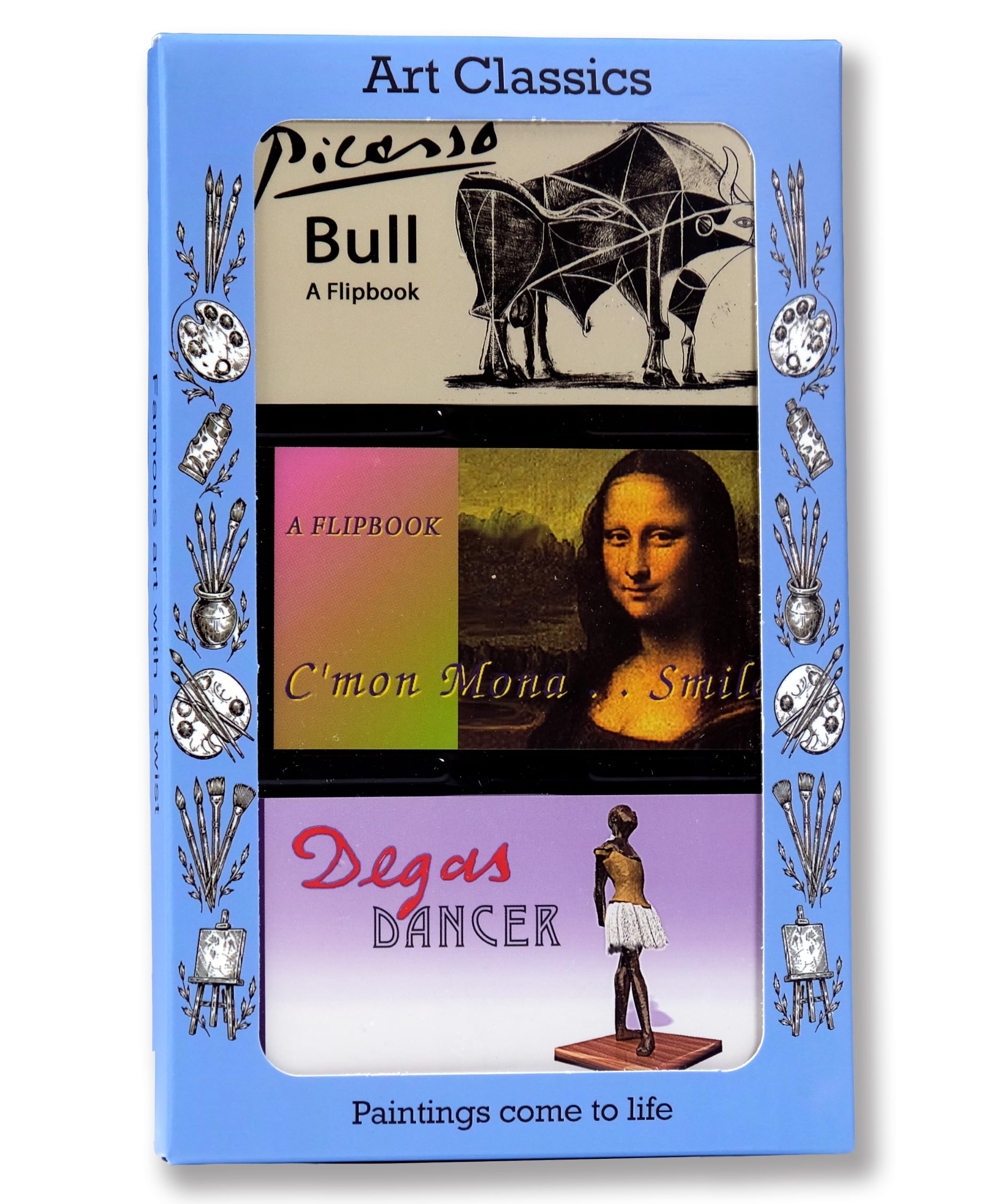Fine Art Flipbook 3-Pack for Kids 6-12, Animation Flip Books for Art Lovers