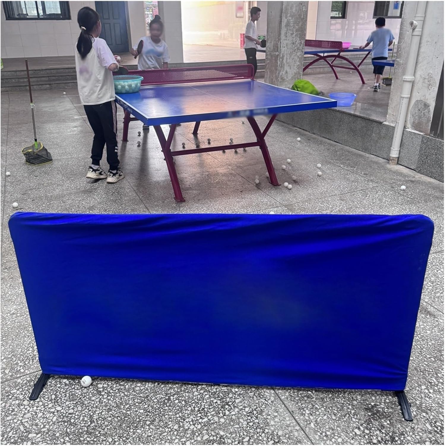 Recinzione per Campo da Ping Pong con deflettori, Realizzata in Tessuto Oxford e Tubi zincati, barriera perimetrale per Campo da Tennis da Tavolo, Blocco Leggero e Portatile.