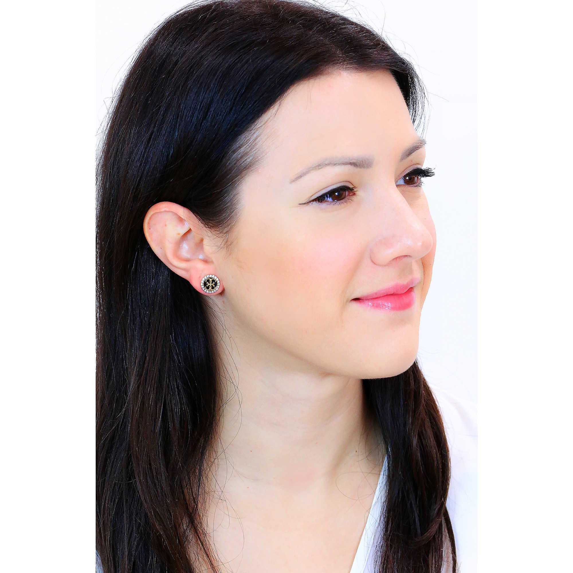 GUESS Pendientes de plata de ley para mujer, JUBE02147JWYGBKT/U, plata de ley, talla única, One Size, Plata de ley, Cristal