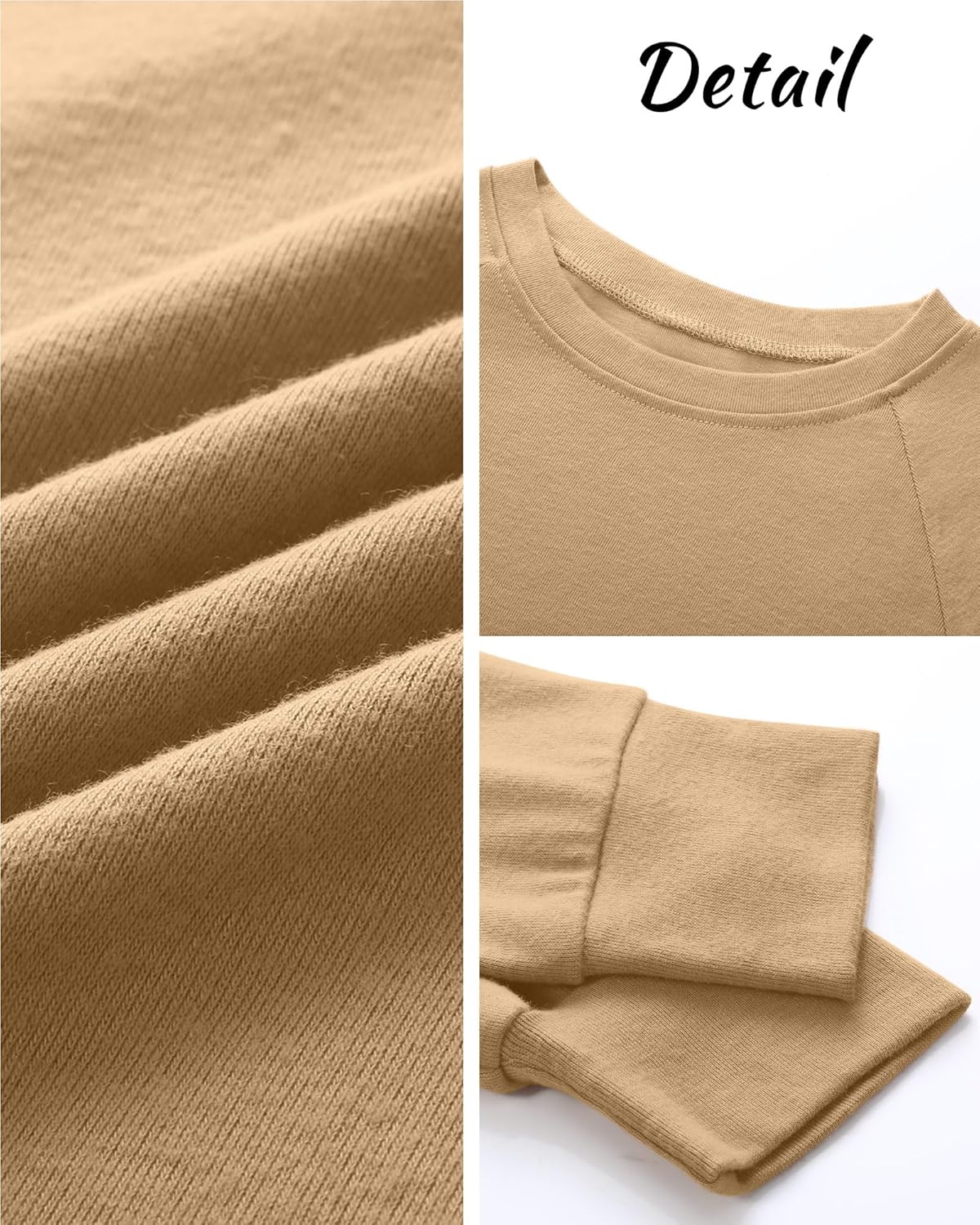 Ficerd 3 Pack Womens Long Sleeve Sweatshirt, Crewneck Loose Fit Casual Tunic Tops, Fall Winter Solid Basic Pullover - Image 5