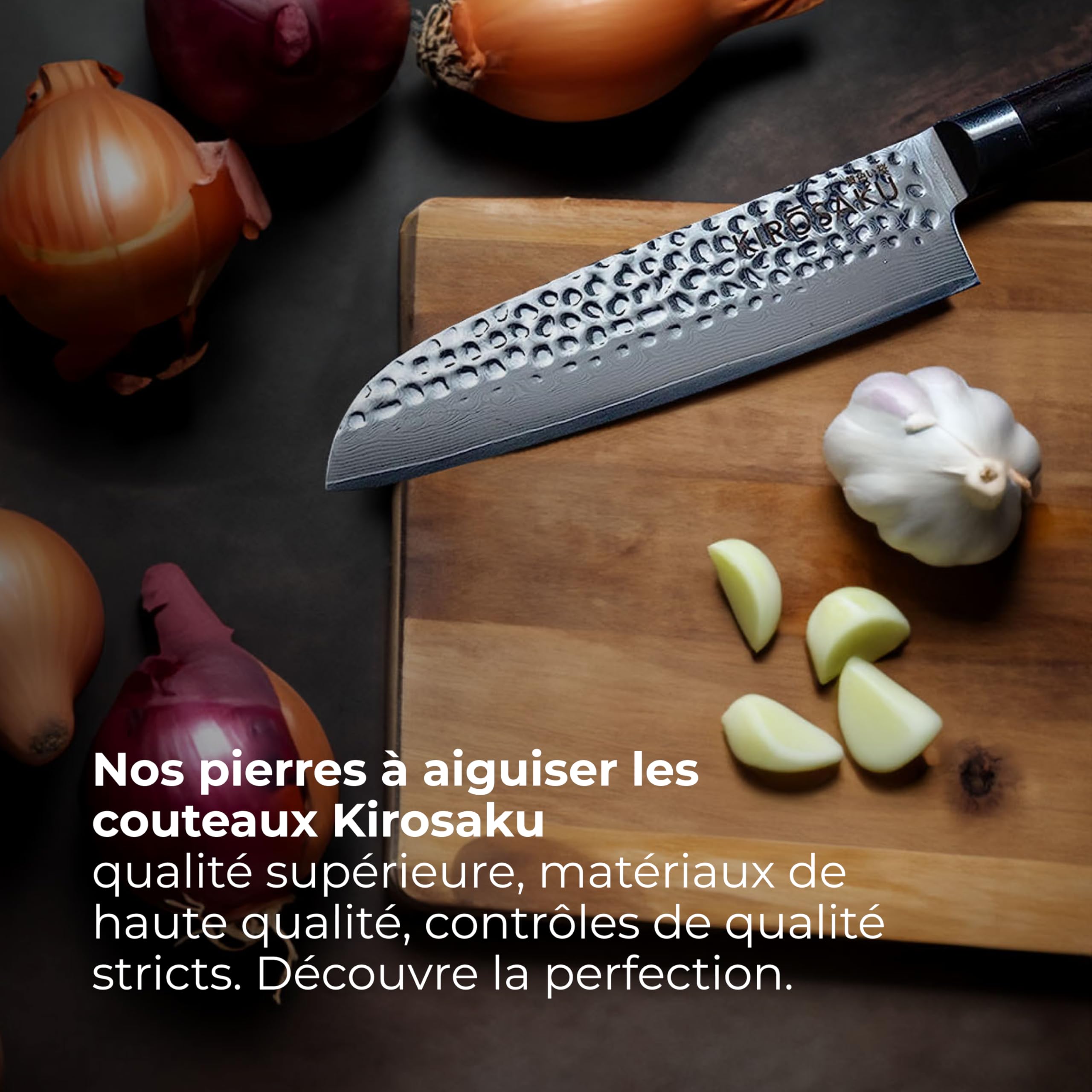 Pierre à aiguiser Premium 1000/6000 - utile et support en silicone antidérapant - Idéal pour les couteaux de cuisine dans une élégante boîte de rangement