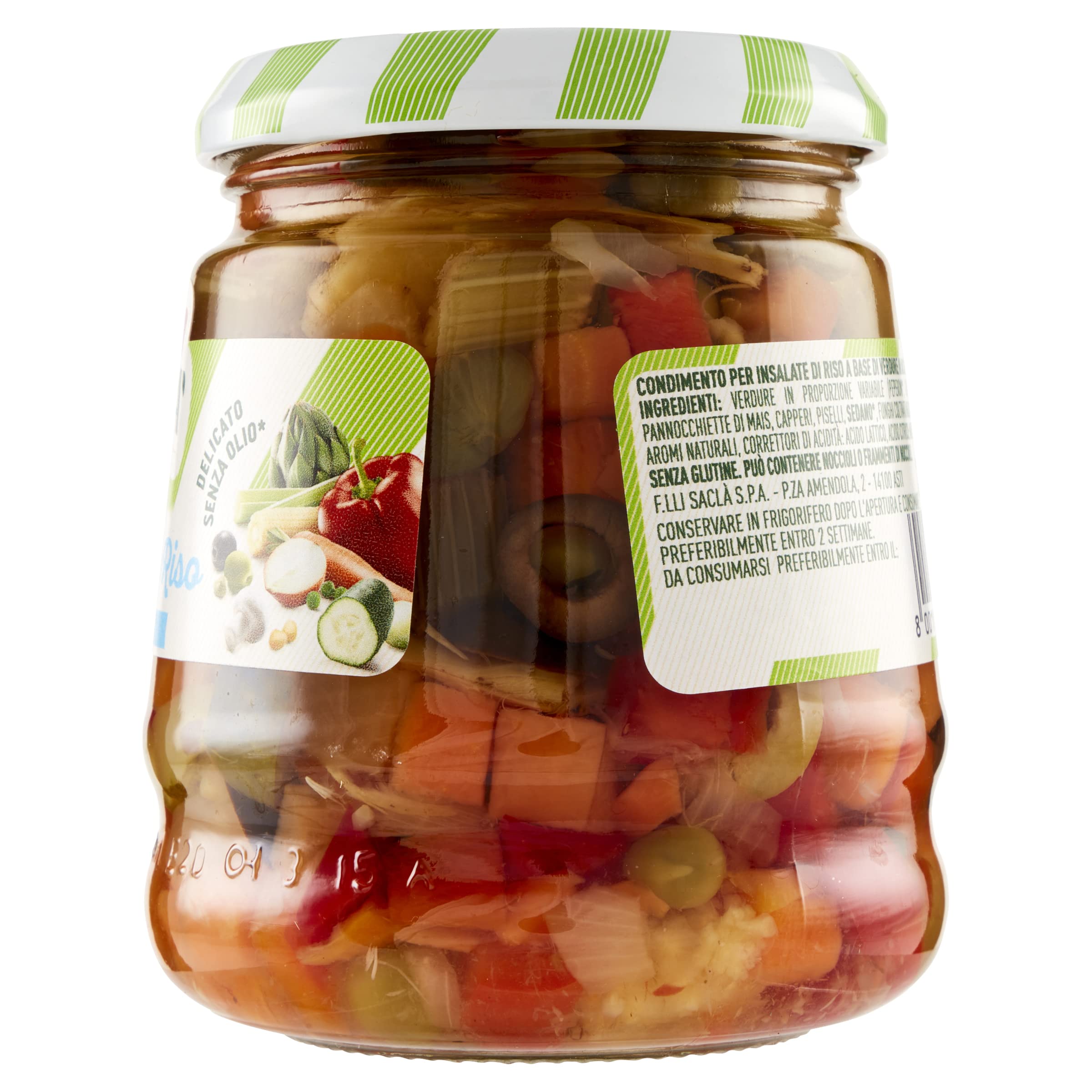 Saclà, Condiverde Riso Leggero, Condimento di Mix di Verdure per Insalata di Riso e altri Cereali, Senza Olio, Vaso Vetro, 290g (175g sgocciolato), Confezione da 12 pezzi