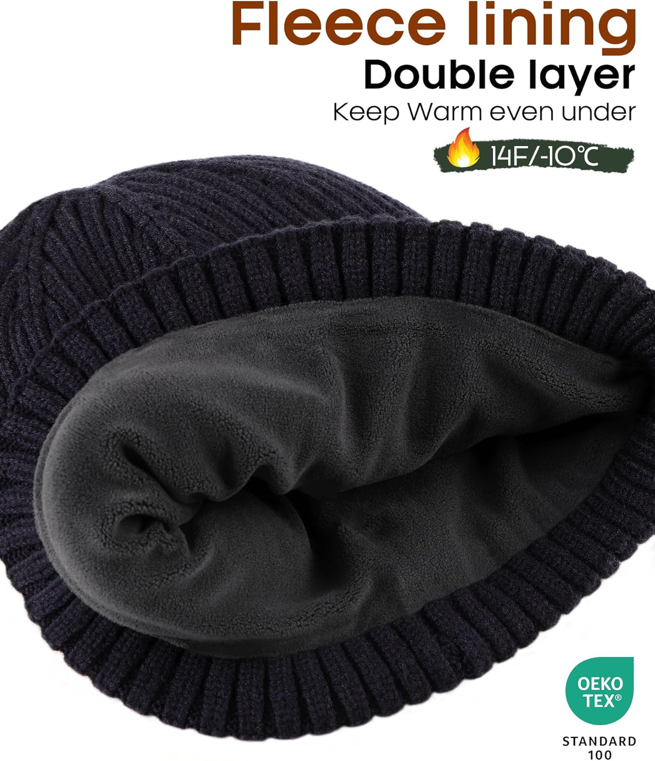 FURTALK Winter Hat Long Scarf Touchscreen Gloves Set Fleece Lined Warm Knit Beanie for Men Women