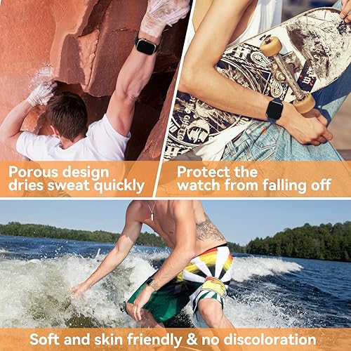 Miniatura 4 de Paquete de 5 correas de silicona suaves compatibles con Apple Watch Band de 1.496 pulgadas, 1.575 pulgadas, 1.614 pulgadas, 1.654 pulgadas, 1.732