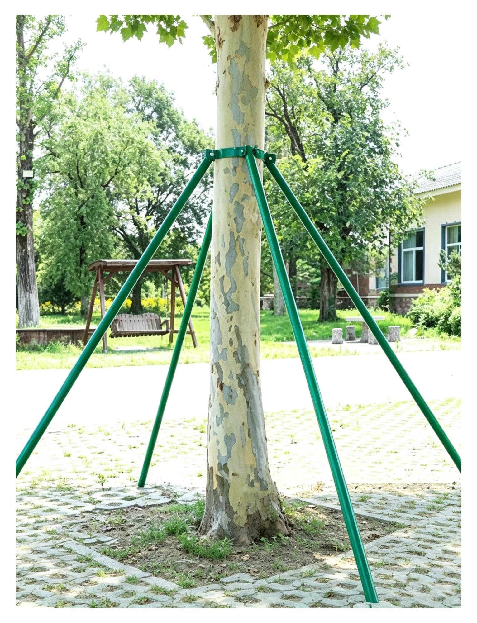 Baumstütze aus verzinktem Stahl mit verstellbarem Ring, Ø 10-45 cm