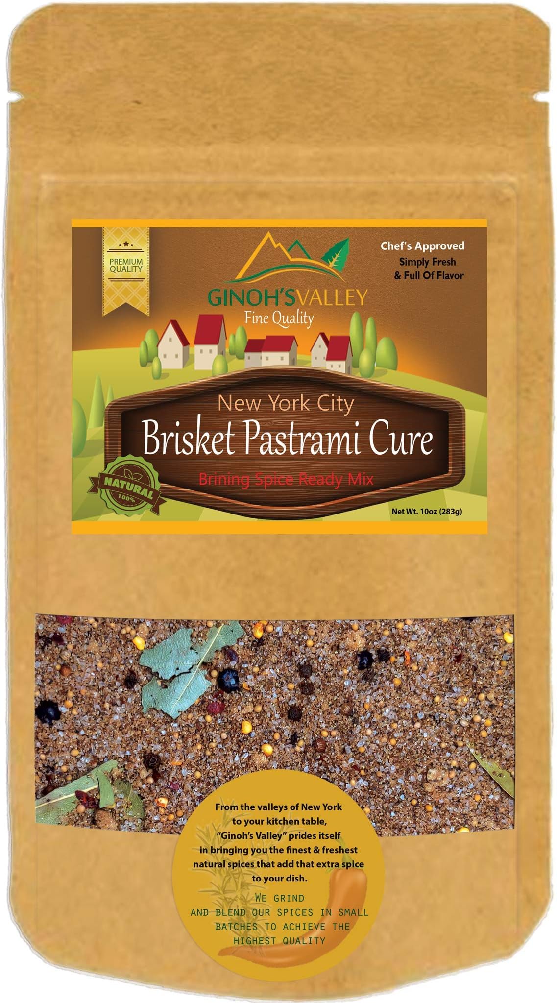 Ginoh's Valley Brisket Pastrami and Corn Beef Cure Brining Spice Ready Mix -Will cure 5lb of Brisket- New York City Style 10 oz. For Pastrami add our selection of Rubs