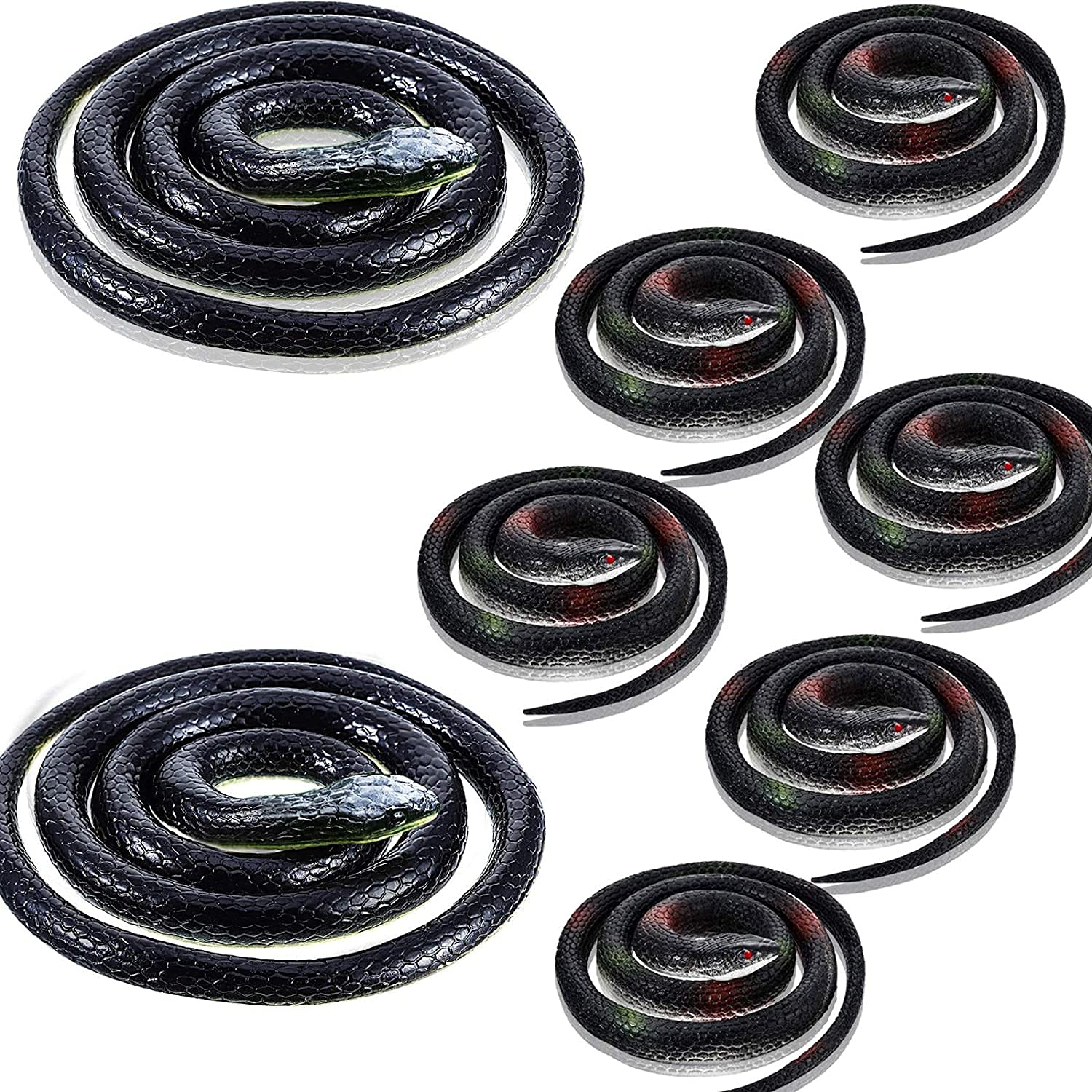 8 PCS Large Realistic Rubber Snakes,Fake Snake Black Mamba Snake Toys