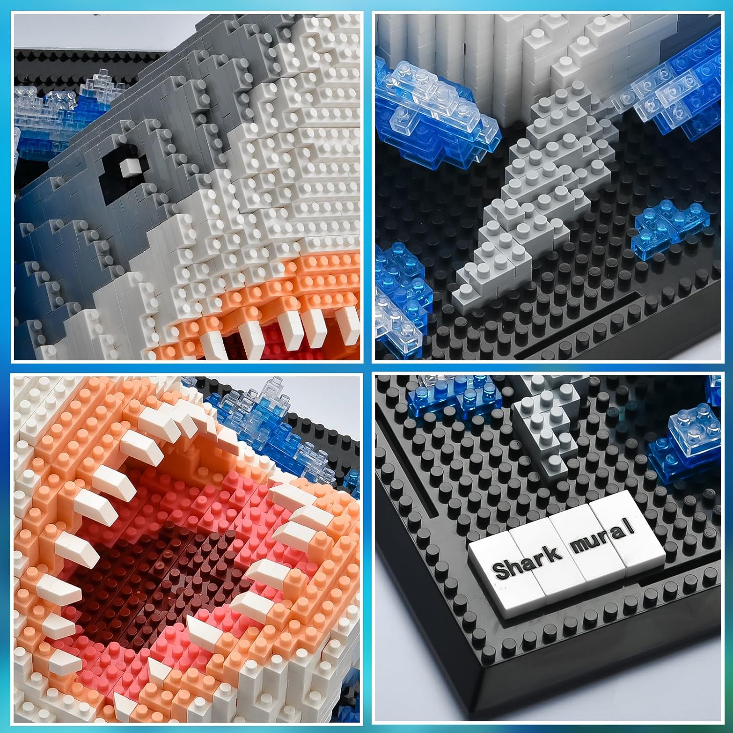 BNG Shark Wall Art Building Blocks for Adult,Animals Model Kit for Wall Decor or Table Display,Creative Toy Gift for Teens 14+,Not Compatible with (2166 PCS)