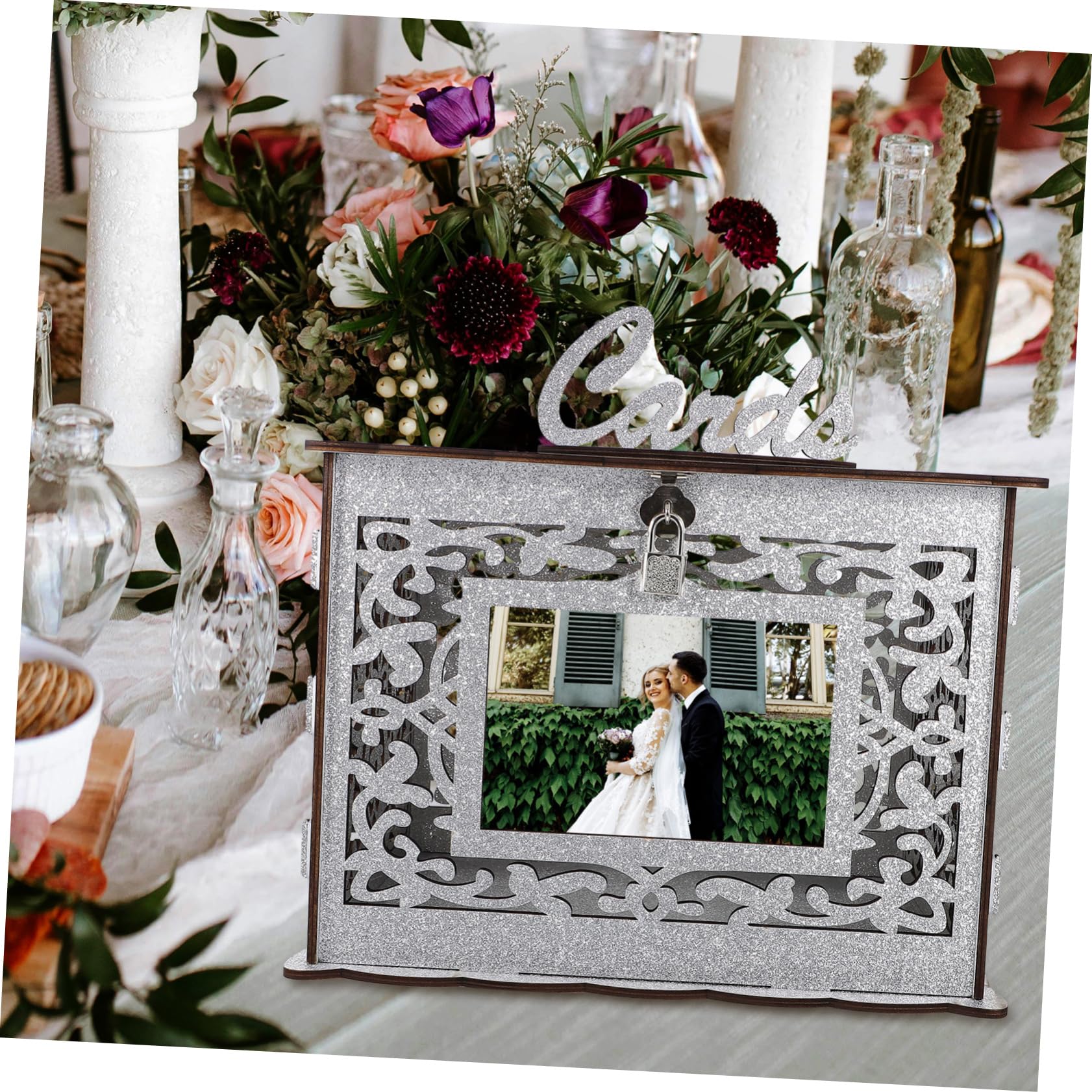 ABOOFAN Scatola Portacarte in Legno per Matrimonio Rustico 1 Pz | Design Cornice per Foto, Ampio Spazio Interno, per Feste e Decorazione da Tavolo