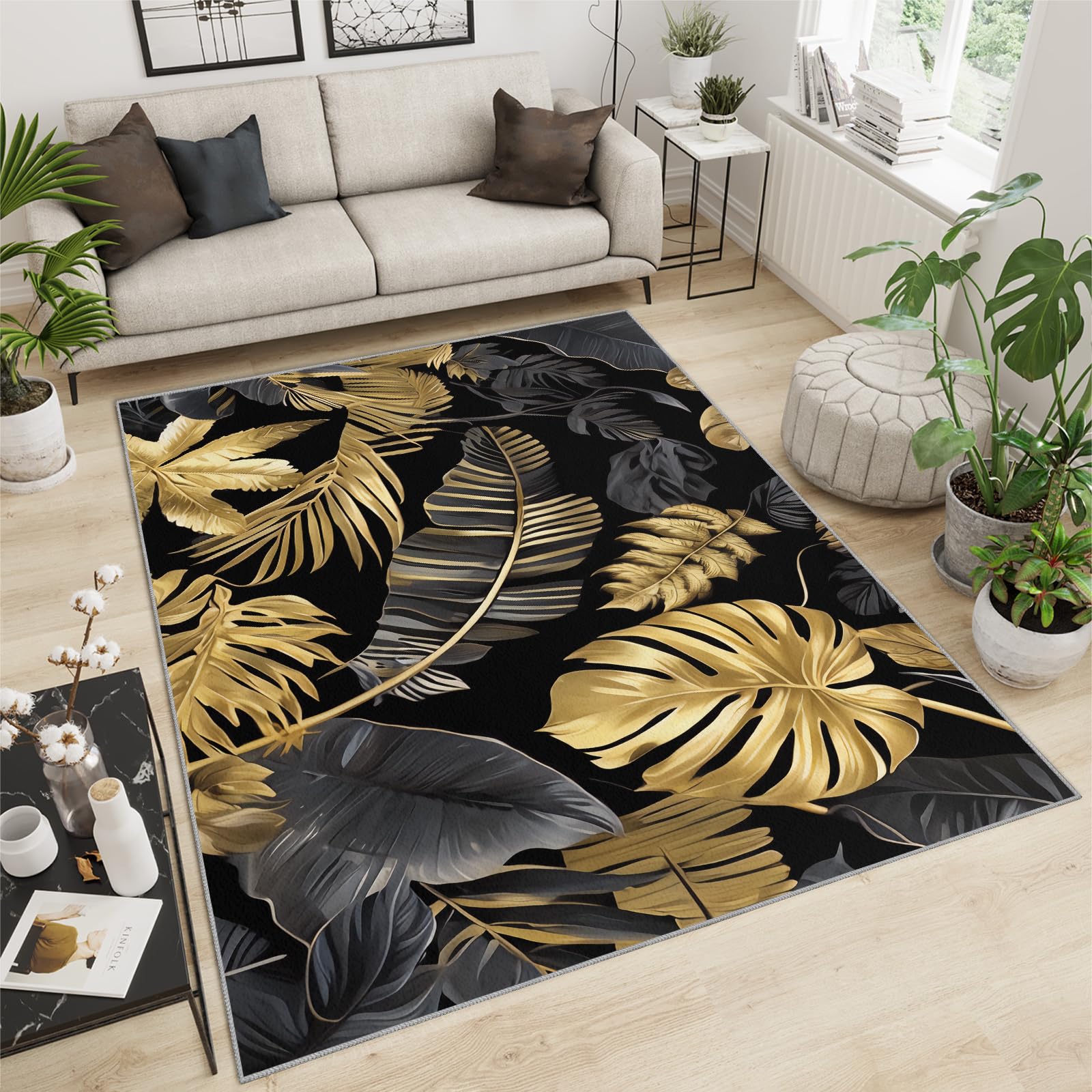 Tapis polyester doux feuille de palmier pour habiller un sol de salon froid