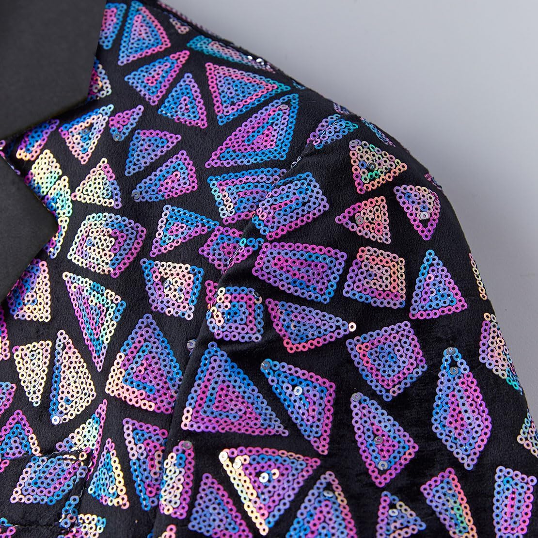 Men's Fashion Colorful Pattern Sequin Blazer Blazer