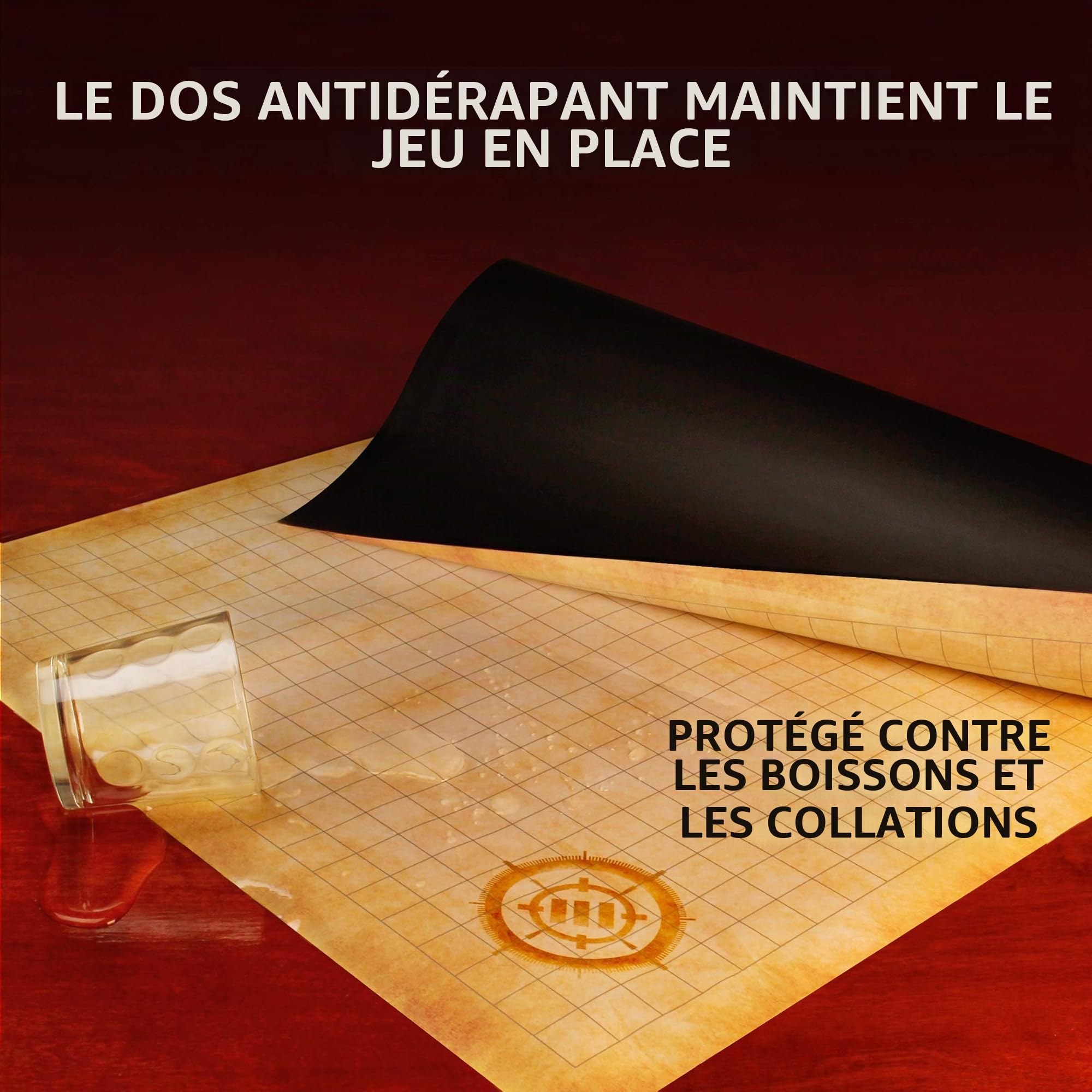ENHANCE Grid Mat RPG DND Map 61x91cm Effaçable à Sec Jeu de Rôle Tapis de Jeu Battle Grid avec Pochette de Voyage