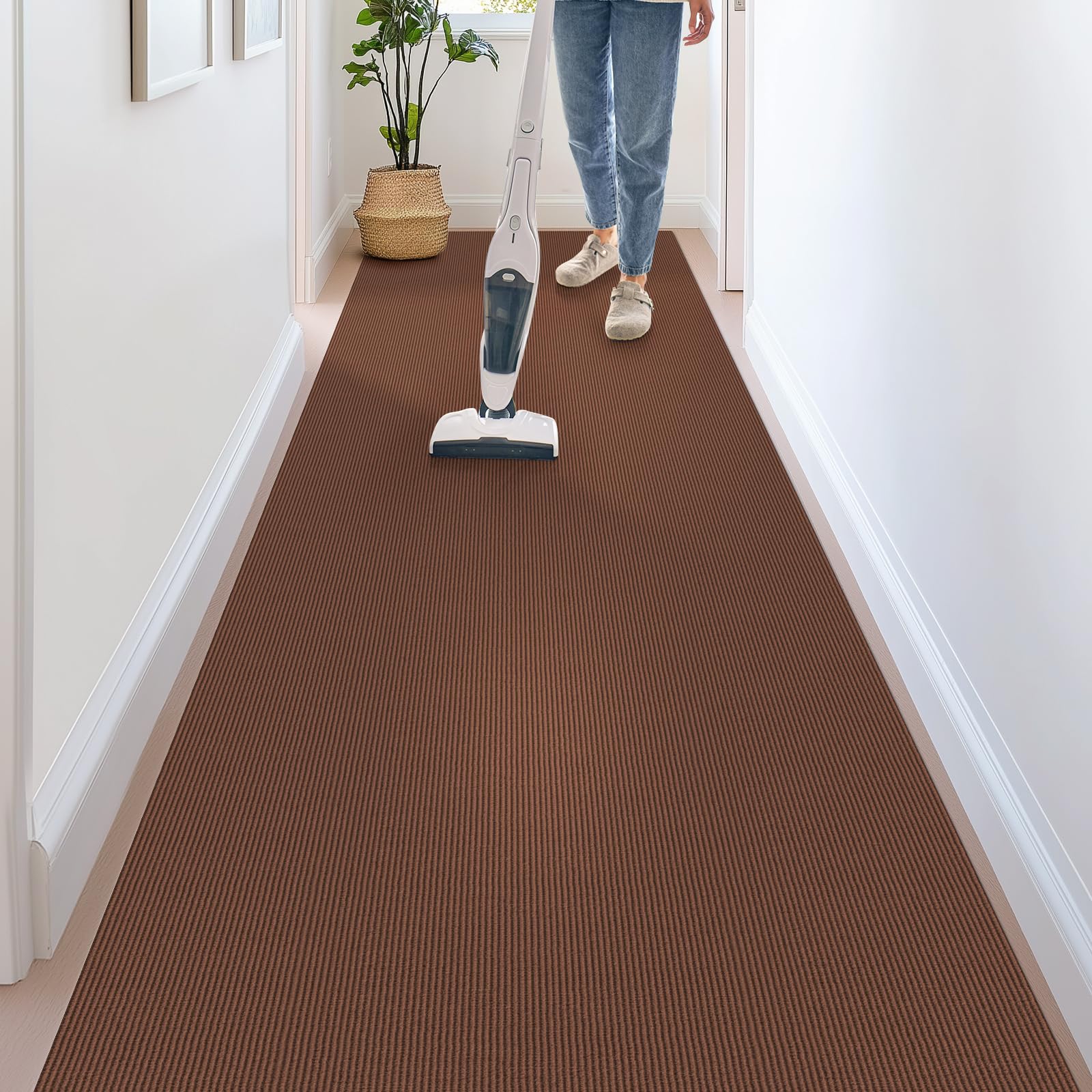 BITTOP マルチカーペット ブラウン 68x600cm ｜床滑り止め対策 洗える