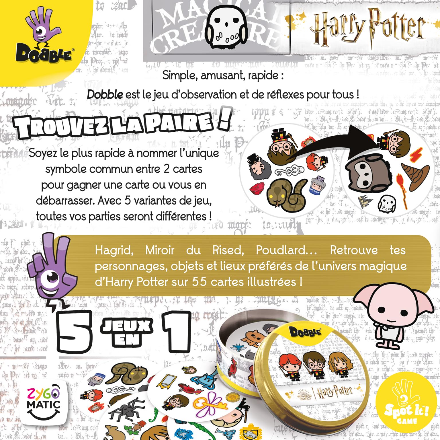 Dobble Harry Potter – Jeu De Société Rapide Observation 2-8 Joueurs Dès 6 Ans Édition Française