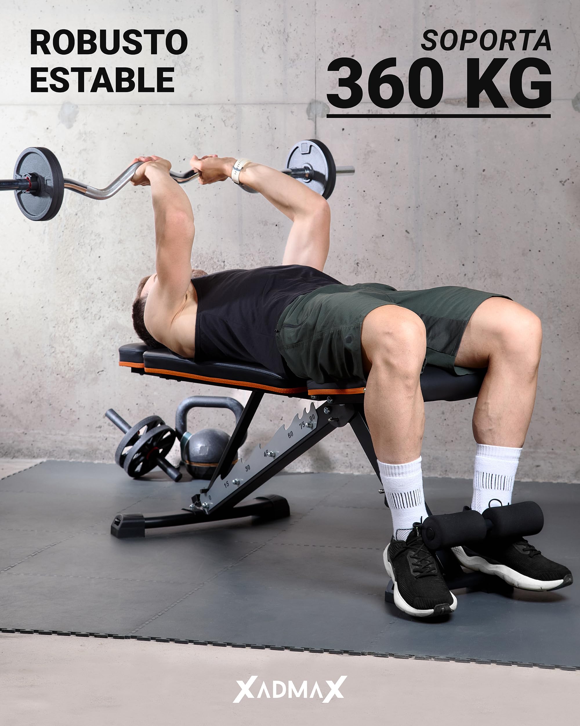 Banco Musculación Plegable, Banco Gimnasio en Casa - Soporta 360 KG Reales, Muy Robusto y Resistente, Ideal para Ejercicio en Casa, Fácilmente Plegable, Press Banca, Maquina Gimnasio, Home Gym