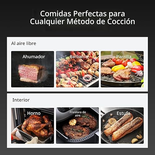 Miniatura 7 de ThermoMaven Termómetro inalámbrico Bluetooth inteligente para carne base independiente, rango ilimitado WiFi, 6 sensores con precisión certificada
