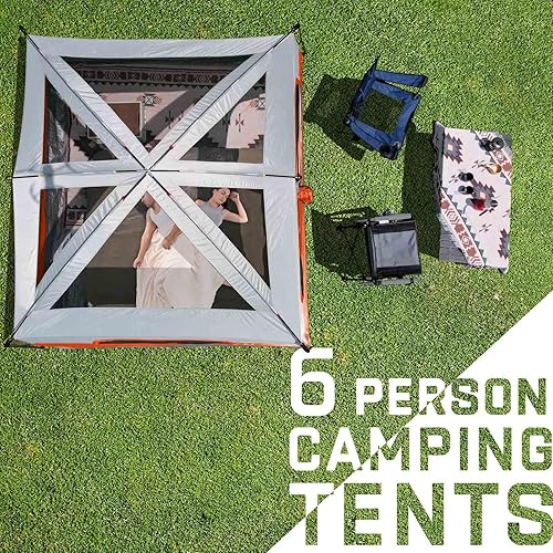 Miniatura 7 de Happy Travel Tienda de campaña para 6 personas para camping, tienda de campaña impermeable de fácil instalación con lluvia, tienda de campaña