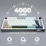 The G-Lab - KEYZ ELITE 300 WG - Wireless Gaming Keyboard - AZERTY FRENCH Layout - Hot-Swappable Mechanical Keyboard with Pre-Lubed Switches, 5-Layer Gasket, Tri-Mode 2.4G/BT/Wired, RGB&Macros, Win/Mac - 4