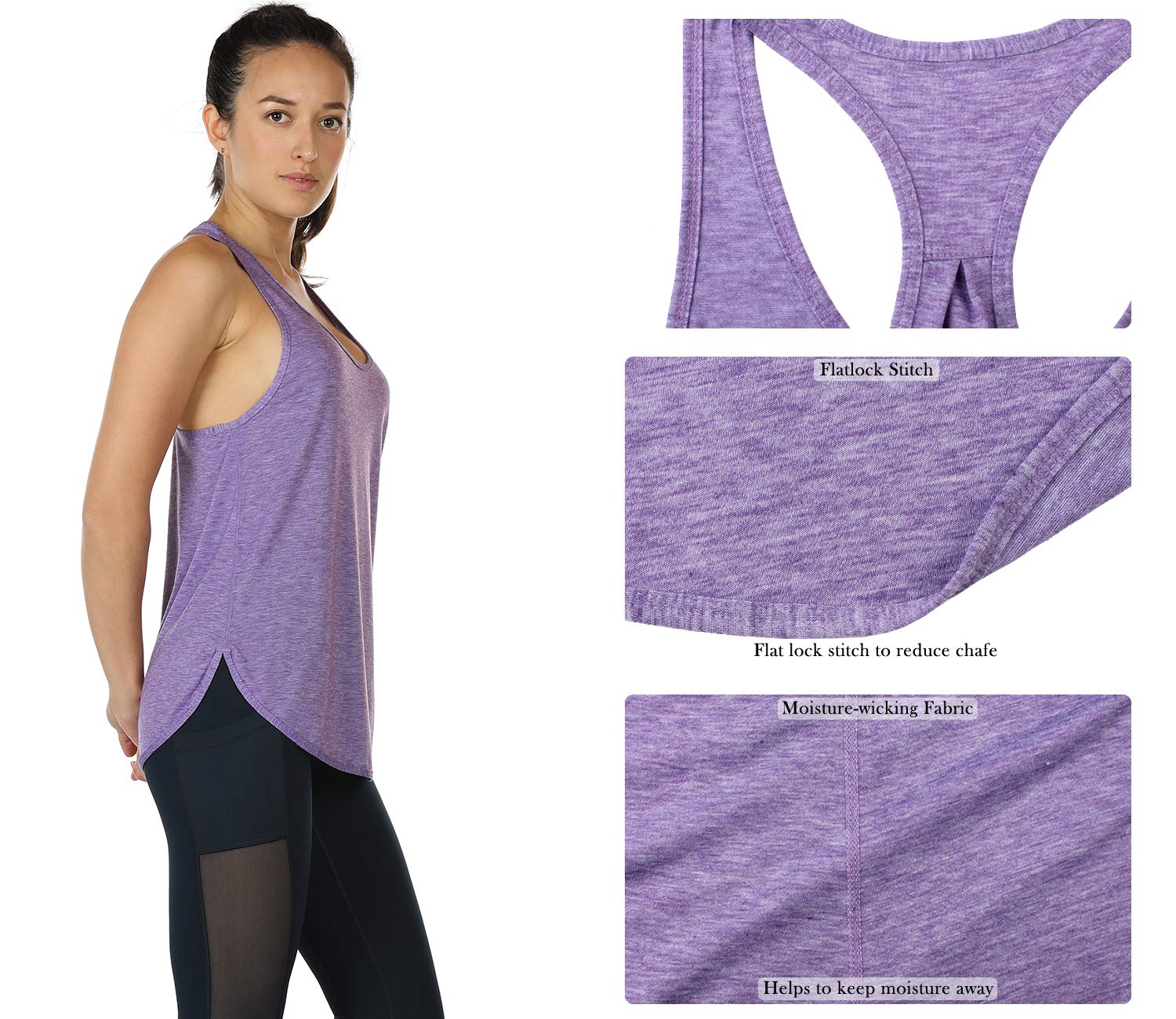 icyzone Camiseta sin Mangas de Yoga Deportiva para Mujer Chaleco Deportivo, Pack de 2