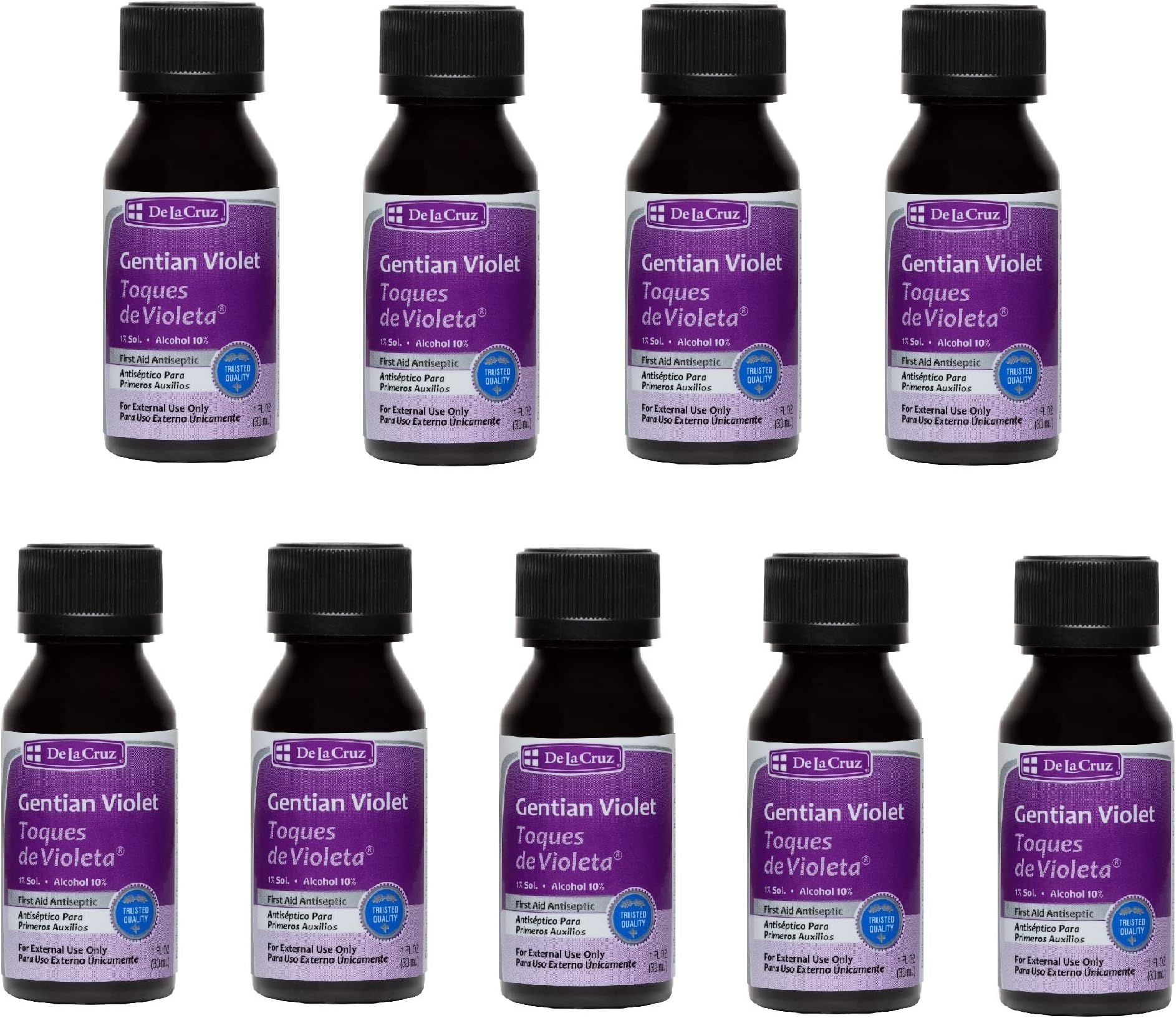 Gentian Violet - Violeta de Genciana 1% First Aid Antiseptic for cuts, scrapes and Burns, 1 FL OZ (9 Bottles)
