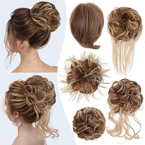 HMD 5 piezas de moño desordenado para mujer, extensiones de cabello con banda elástica de goma larga y desordenada, juego de accesorios para el HMD 5 piezas de moño desordenado para mujer, extensiones de cabello con banda elástica de goma larga y desordenada, juego de accesorios para el