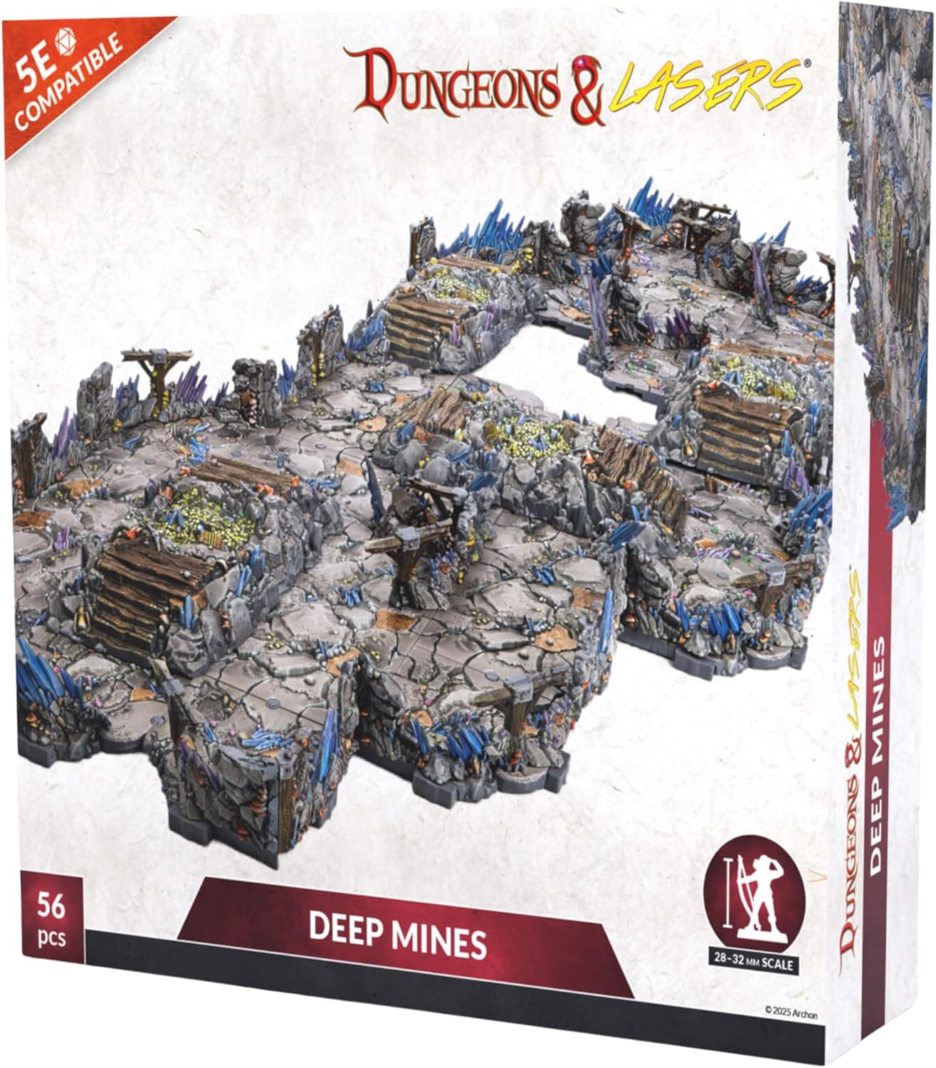 Dungeons & Lasers Deep Mines 56 pc DND Terrain Set - 5e Compatible - Painting and Assembly Required - for 14 Years +