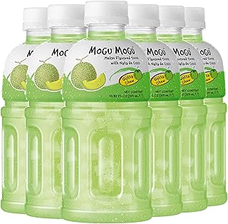 Mogu Mogu melon drink (6 Bottles) Drinks for kids with nata de coco (coconut jelly) Fun chewable juice boxes for kids. Juice bottles made for adults and kids ready to drink juices