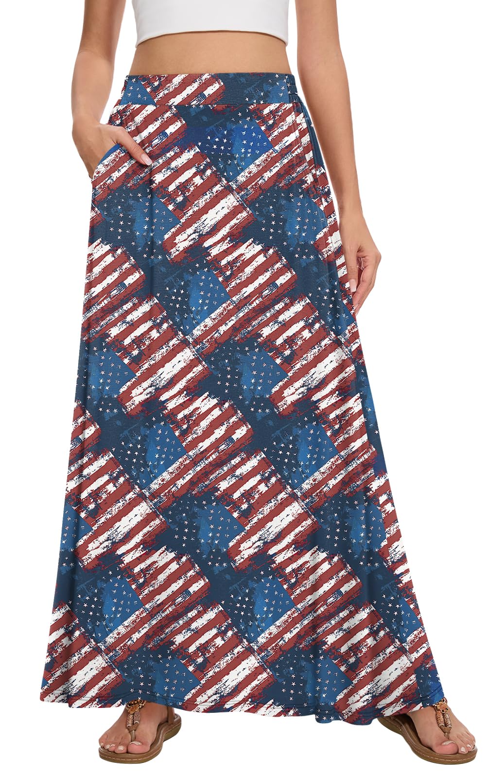 Womens Maxi Skirt Long Flowy Summer A-Line High Waist Skirts