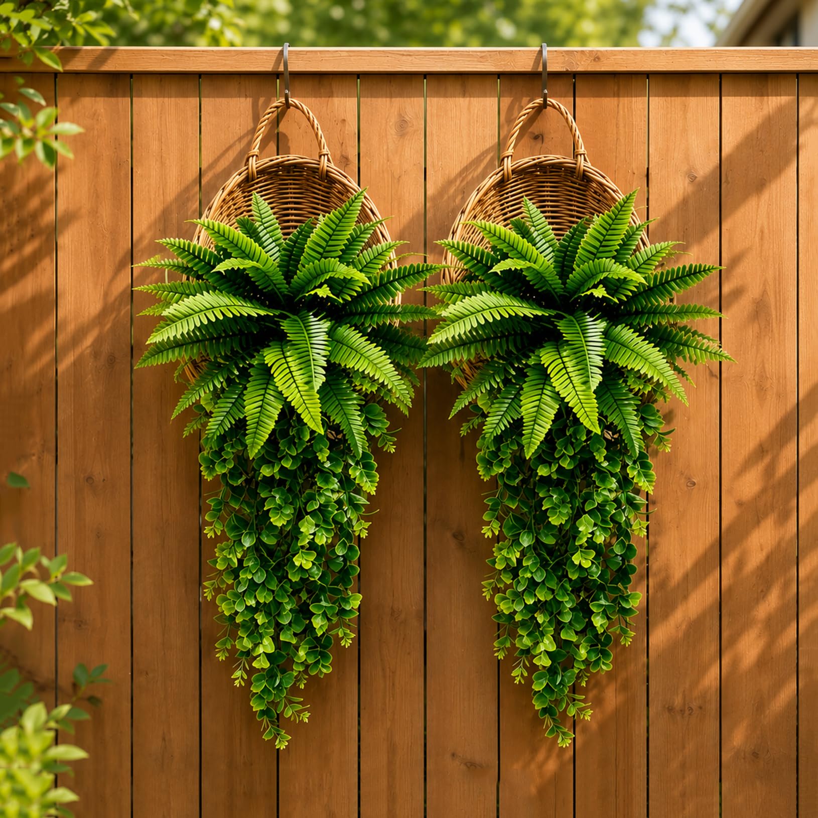 ATAVSADN Artificial Plants Hanging Outdoor, UV Resistant Faux Hanging Greenery for Indoor Outdoor 2Pack,One Size