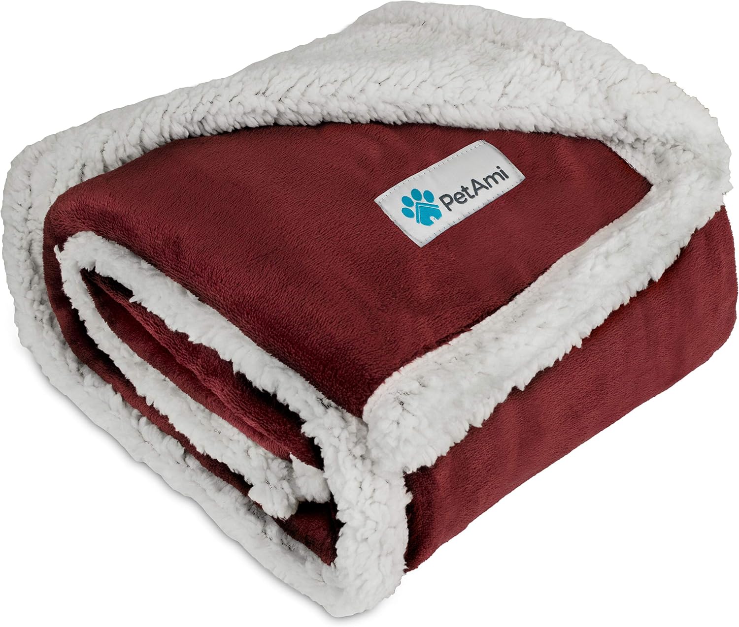 PetAmi Puppy Dog Blanket | Pet Blanket Small Dog Indoor Cat Kitten | Fleece Sherpa Throw Doggy Blanket Crate Couch Sofa Bed | Soft Plush Fuzzy Fluffy Lightweight Washable Warm Cover, 29x40 Wine Red : Pet Supplies