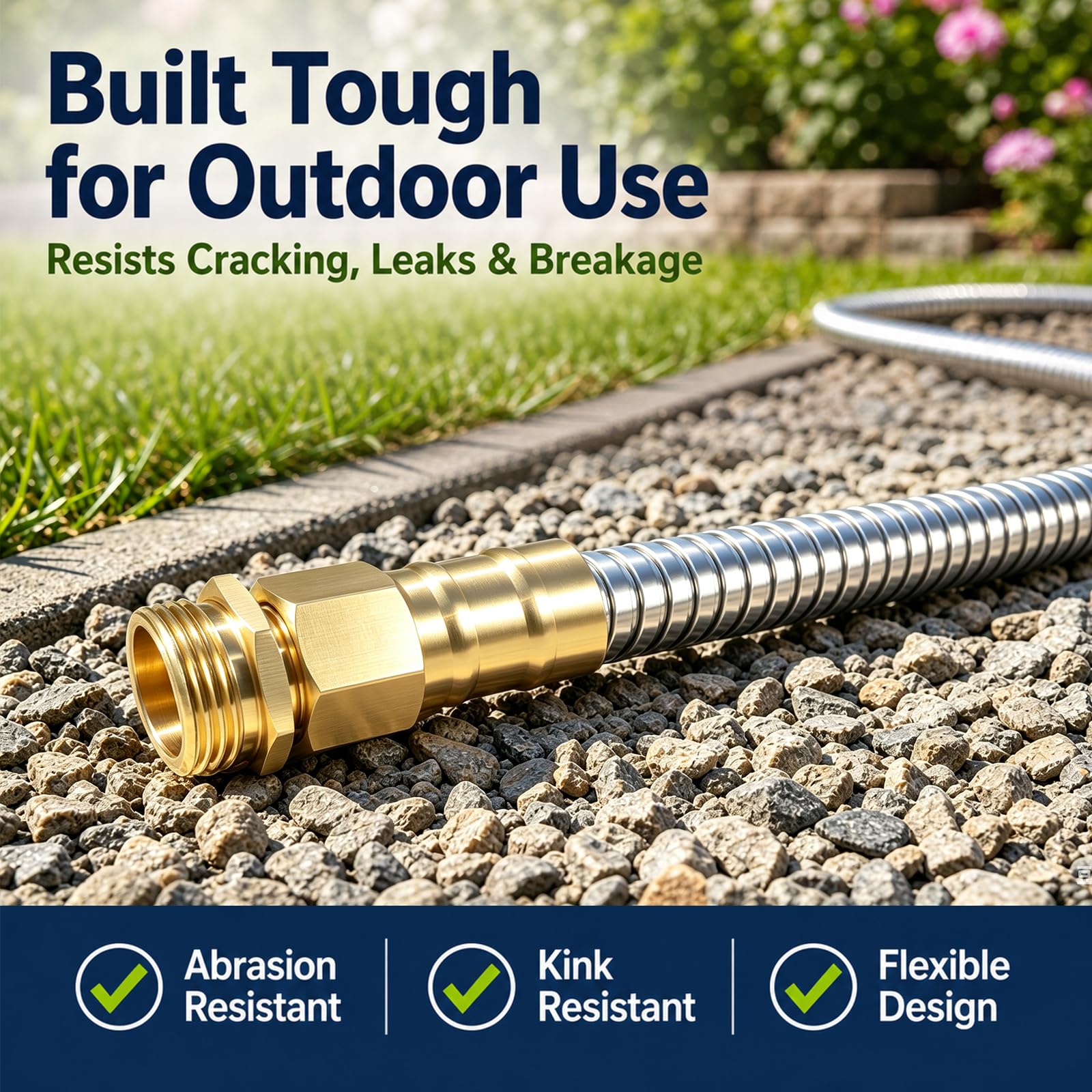 Metall Gartenschlauch 30.5m - 304 Edelstahl Wasserschlauch mit Düsensprüher, Gartenschläuche Flexibel, Leicht, Kein Knicken, Heavy Duty für Outdoor (30.5m)