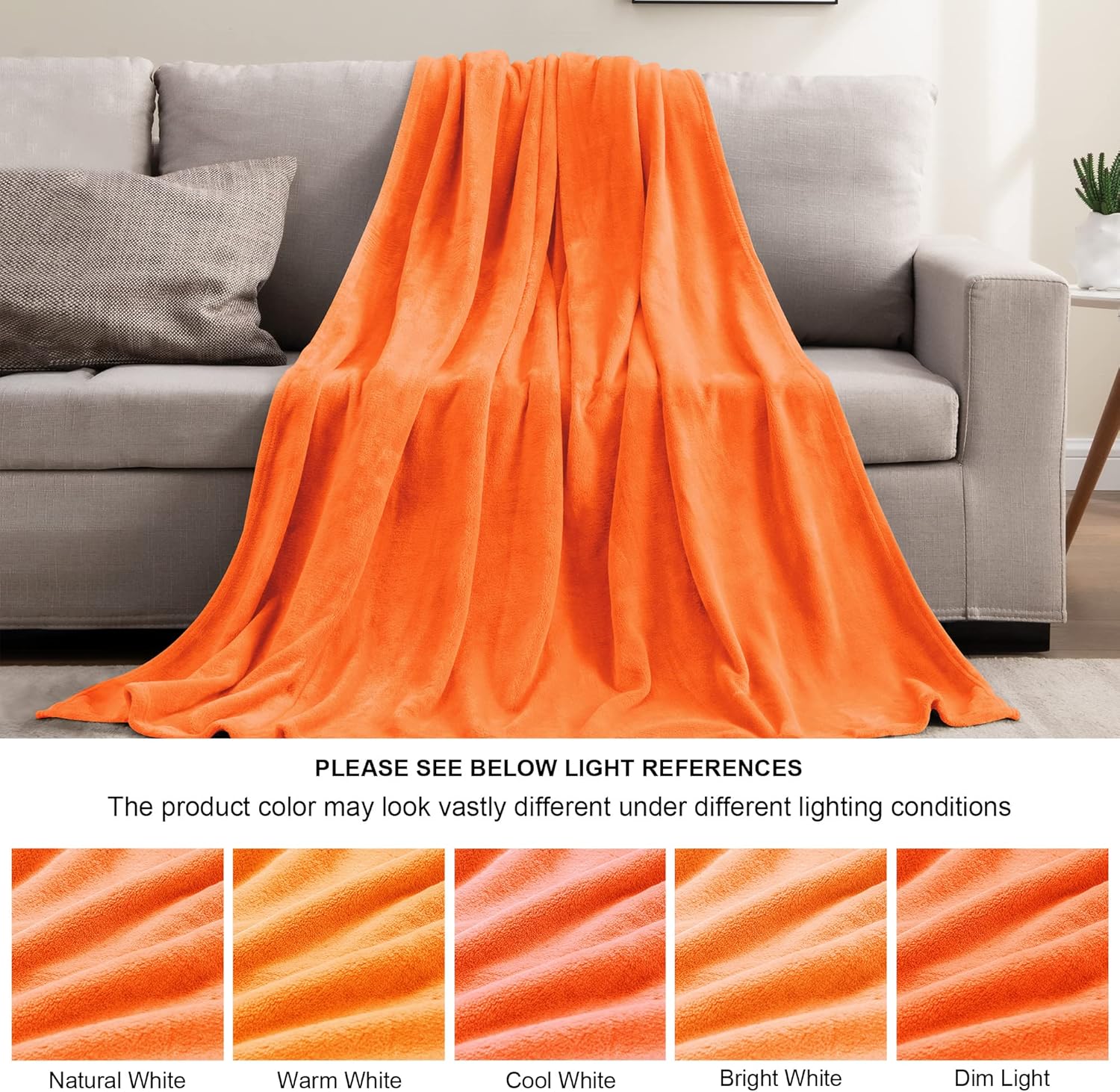 BEDELITE Orange Throw Blanket for Couch & Bed, Luxury Plush Cozy Fleece Blanket 50" x 60", Soft Lightweight Fall Throw Blanket for Home Furnishing - Image 5