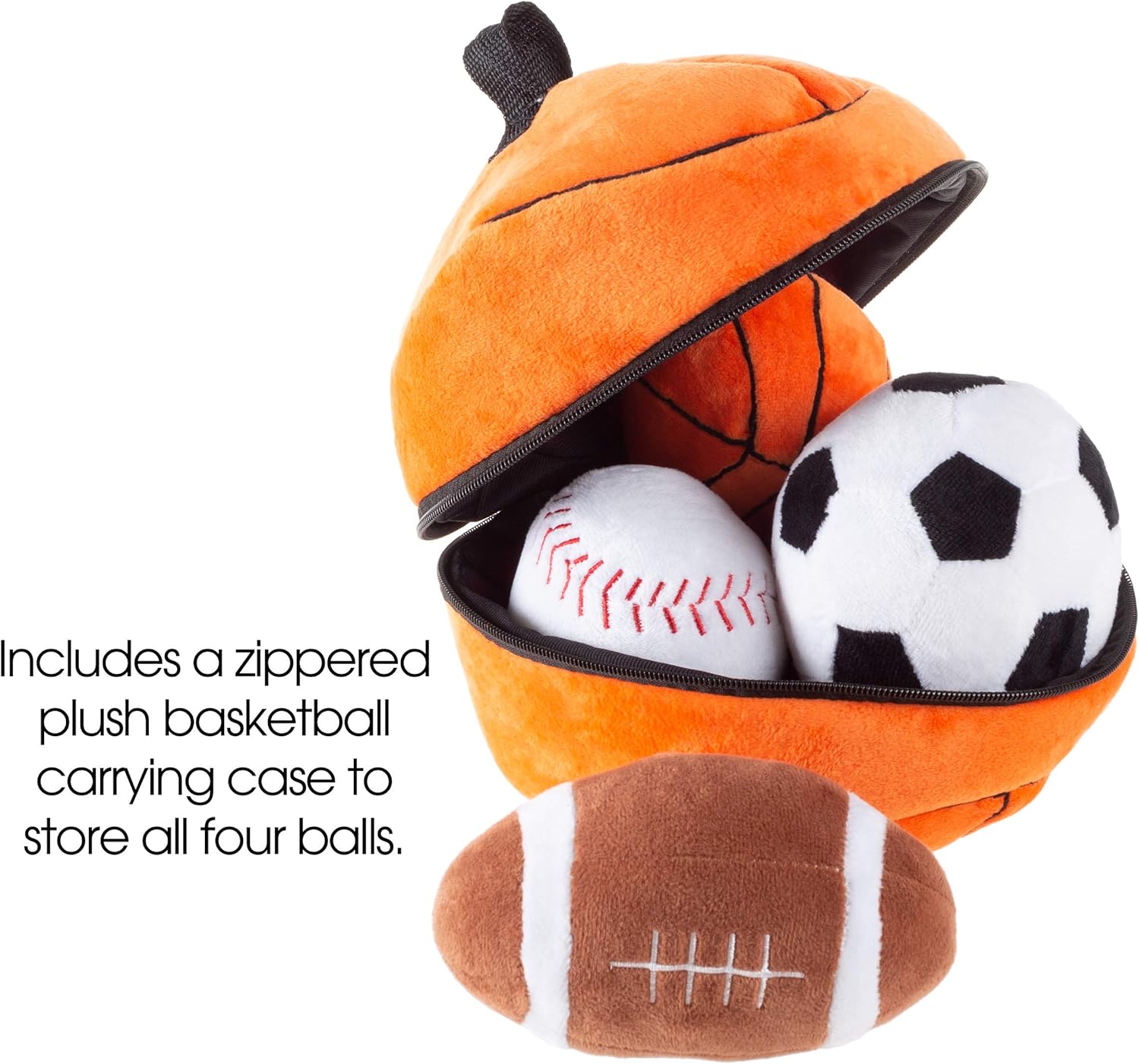 Hey! Play! My First Sports Bag Playset- Plush Soccer, Baseball, Basketball & Football for Babies, Infants & Toddlers- Gift Set with Storage Bag : Toys & Games