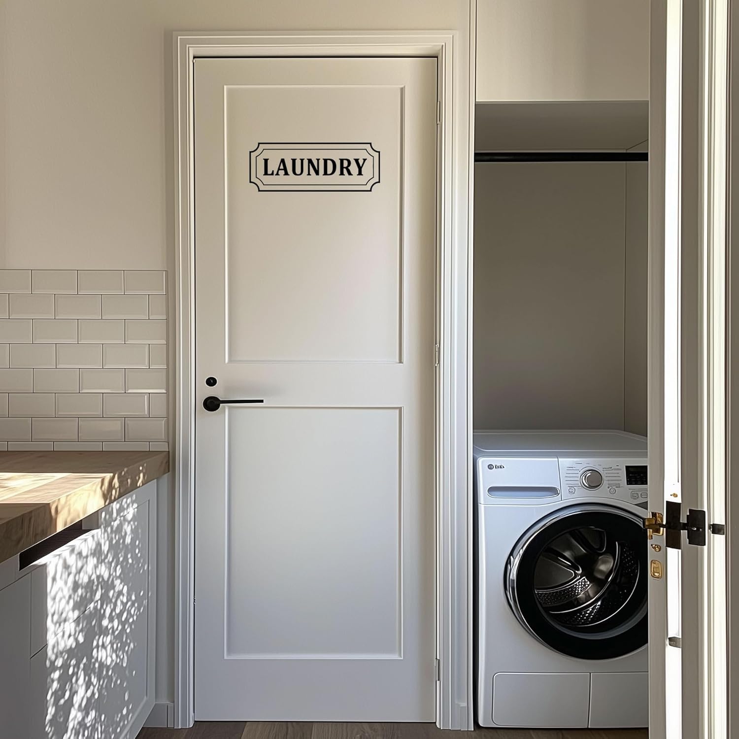 Laundry Room Door Decal – Black Vinyl Wall Sticker – Washer & Dryer Room Sign for Glass Door or Wall, 14 x 5.2 Inch - Image 4