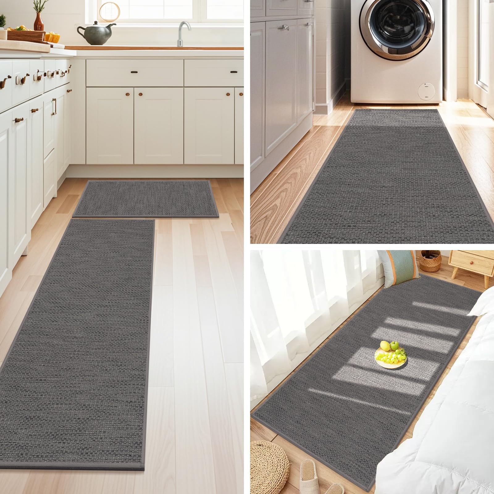 LEKEEPGO Alfombra Cocina Lavable Antideslizante 43.5x200cm, Alfombras Cocina Lavable, Alfombra Pasillo Larga, Tapete Cocina, Absorbente Alfombra para Cocina, Comedor, Lavadero, Pasillo, Gris — view 6