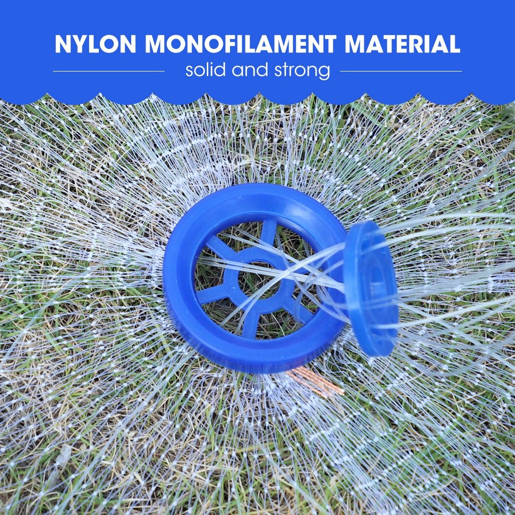 Fishing Net, Cast Hand Throw Fishing Mesh Net, Nylon Monofilament Saltwater Throw Net with Aluminum Alloy Assistant Ring, Fishing Accessories for Bait Trap Fish Outdoor : Sports & Outdoors
