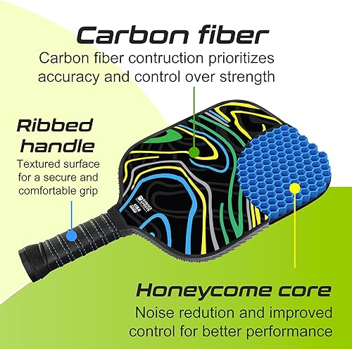 Miniatura 3 de Palas de pickleball de fibra de carbono, aprobadas por USAPA, palas de pickleball Pro de grafito, lindas paletas de pickleball para hombres, mujeres